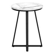 TABLE D'APPOINT - 22"H / MARBRE BLANC / METAL NOIR ( Meuble Mtl )