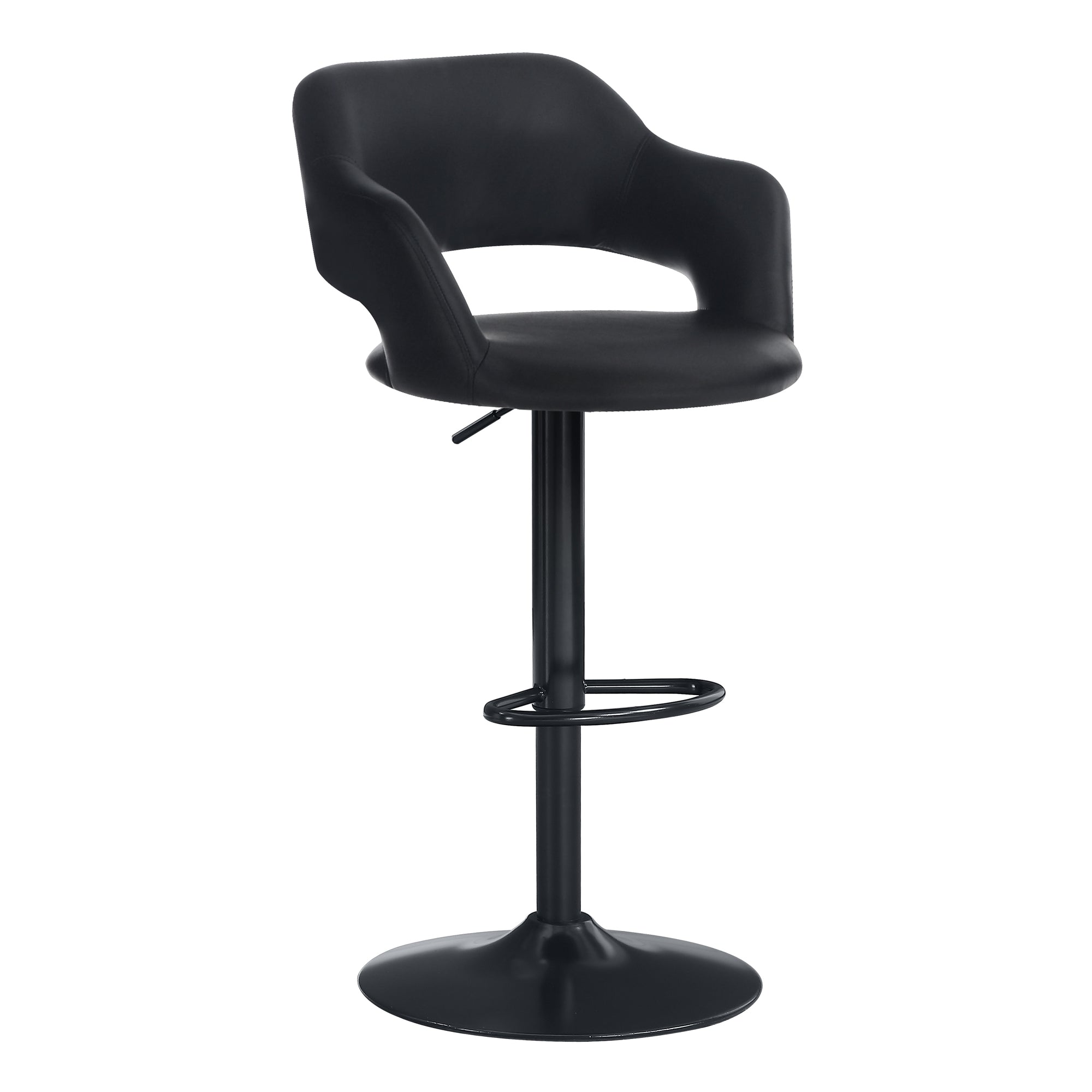 TABOURET DE BAR - ÉLÉVATEUR HYDRAULIQUE NOIR / MÉTAL NOIR