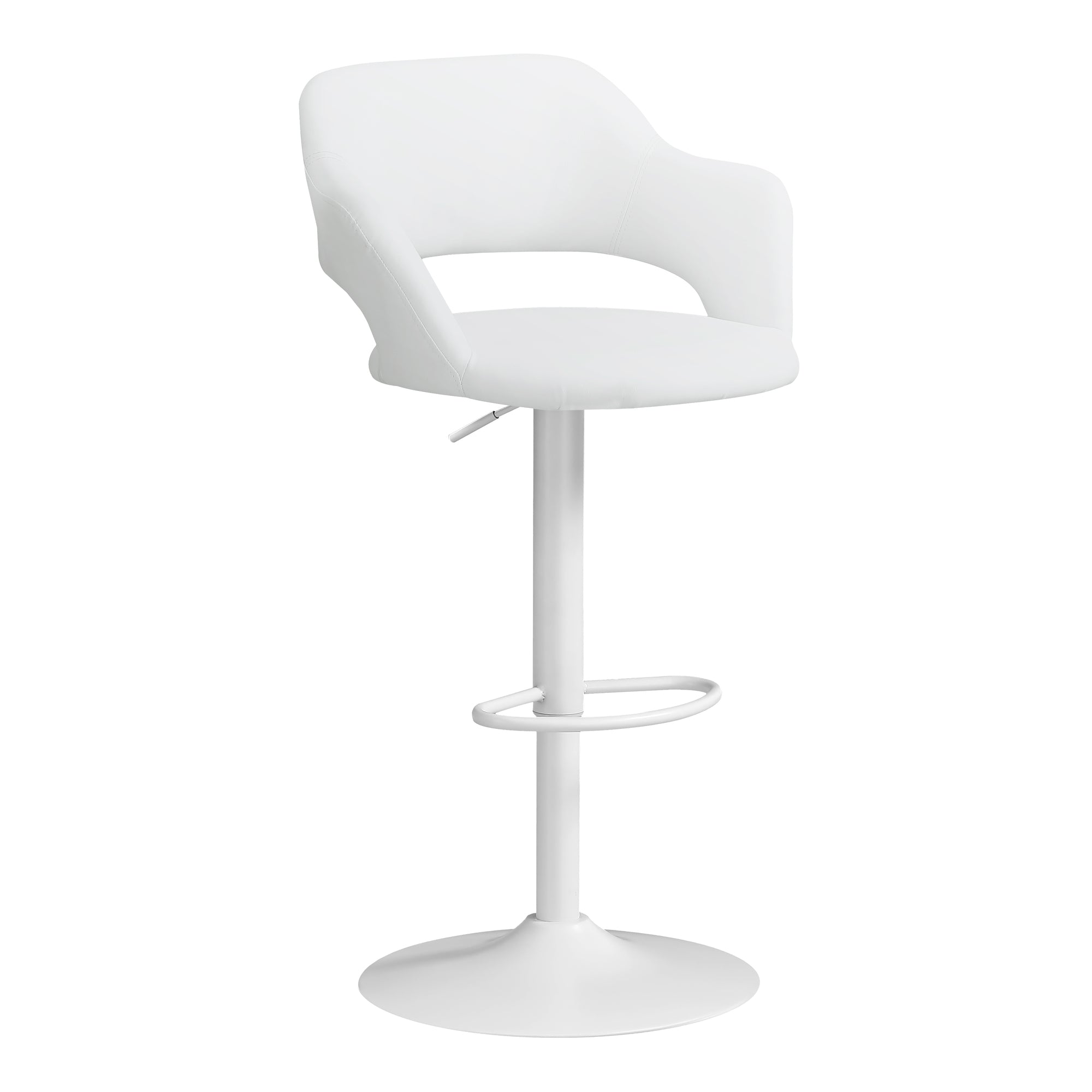 TABOURET DE BAR - ÉLÉVATEUR HYDRAULIQUE EN MÉTAL BLANC / BLANC
