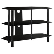 MEUBLE TV - 36"L / MÉTAL NOIR AVEC VERRE TREMPÉ NOIR ( Meuble Mtl )