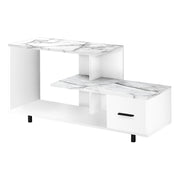 MEUBLE TV - 48"L / BLANC / DESSUS MARBRE BLANC / 1 TIROIR