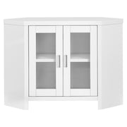 MEUBLE TV - 42"L / EN COIN BLANC AVEC PORTES VITRÉES( Meuble Mtl ) 