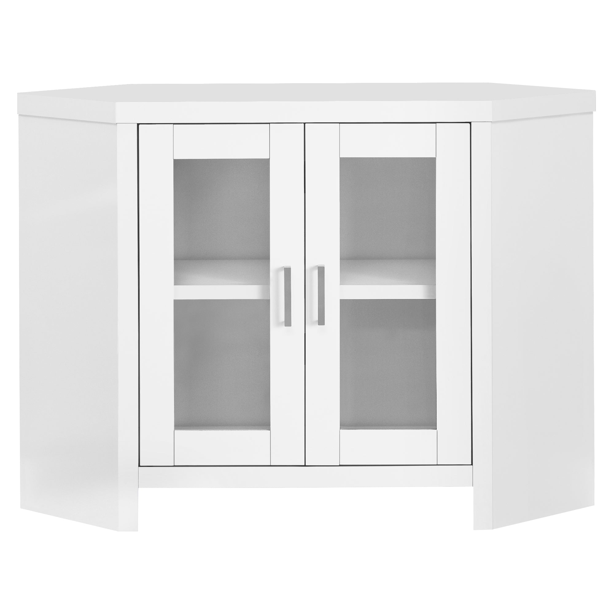 MEUBLE TV - 42"L / EN COIN BLANC AVEC PORTES VITRÉES( Meuble Mtl ) 