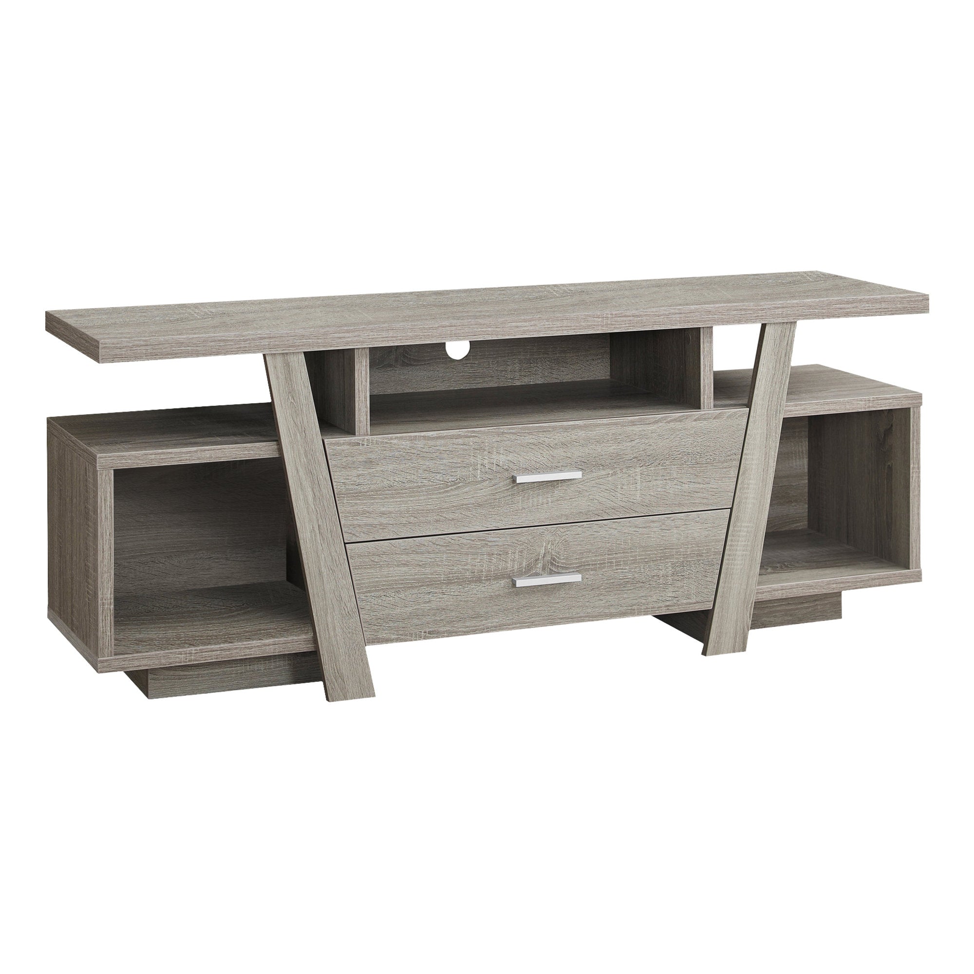 MEUBLE TV - 60"L / TAUPE FONCÉ AVEC 2 TIROIRS DE RANGEMENT ( Meuble Mtl ) 