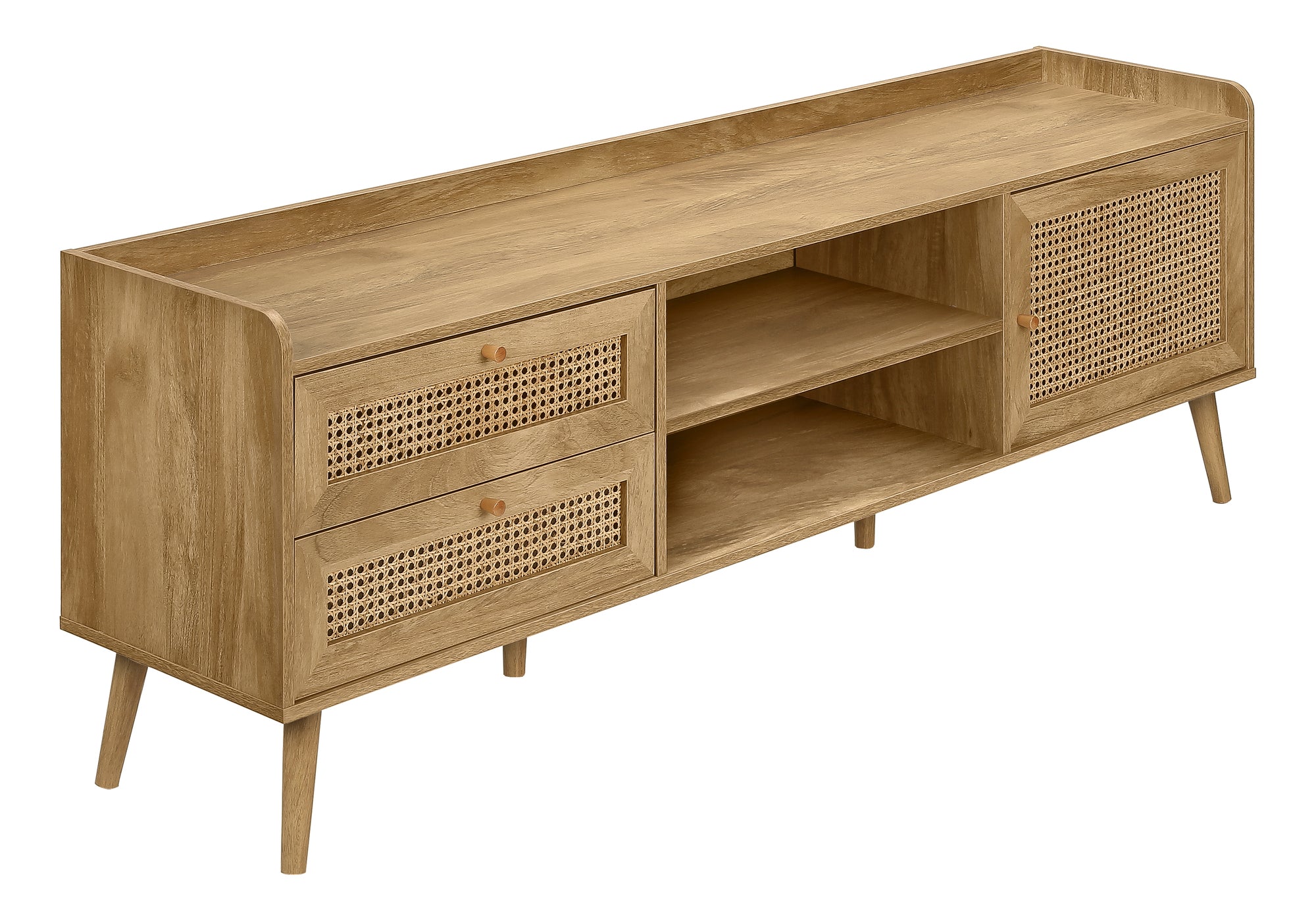 Meuble TV 72" Noyer avec Rangement | Style Contemporain