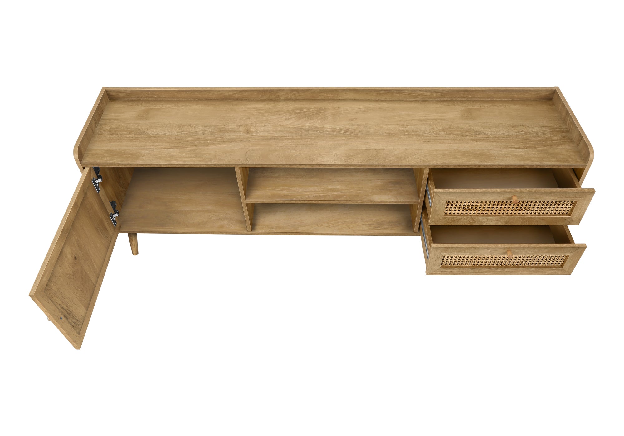 Meuble TV 72" Noyer avec Rangement | Style Contemporain