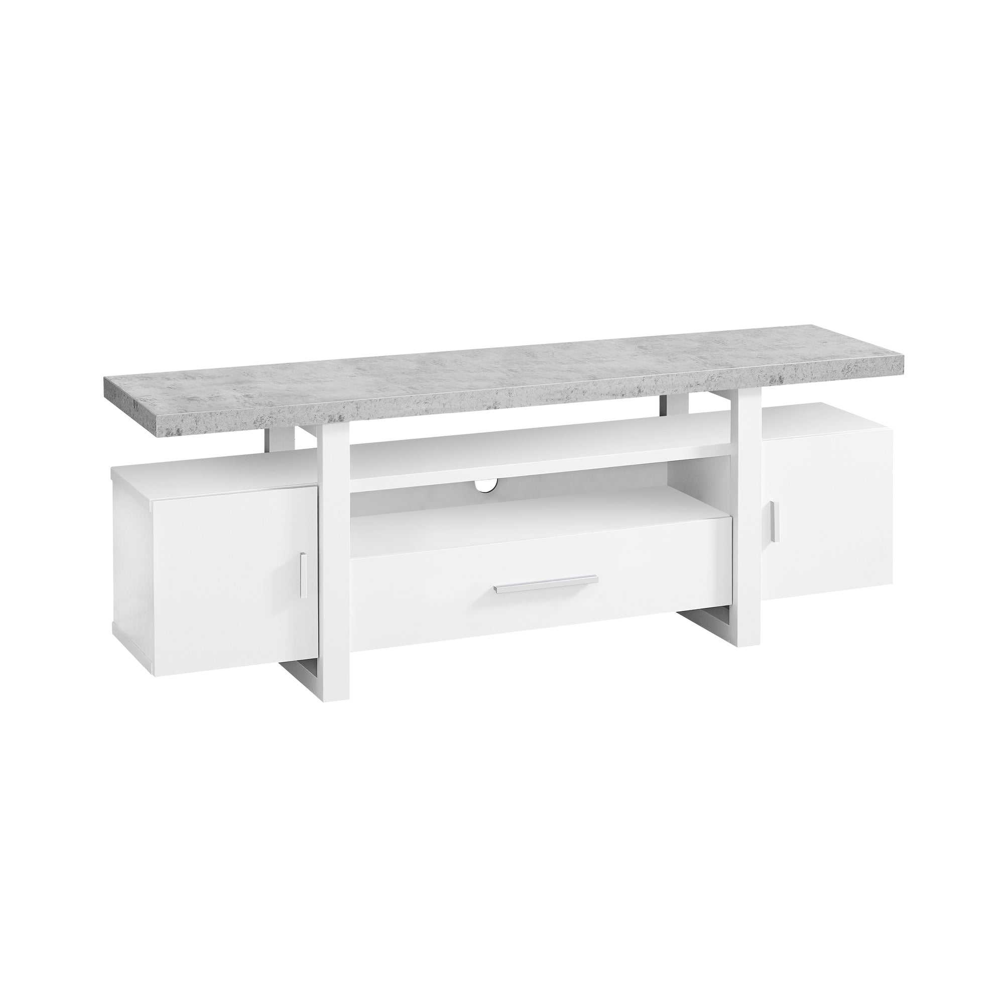 MEUBLE TV - 60"L / BLANC / DESSUS ASPECT CIMENT ( Meuble Mtl ) 