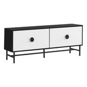 MEUBLE TV - 60"L / PORTES NOIRES / BLANCHES AVEC MÉTAL NOIR