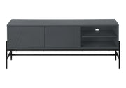 MEUBLE TV - 60"L / MÉTAL GRIS / NOIR AVEC RANGEMENT
