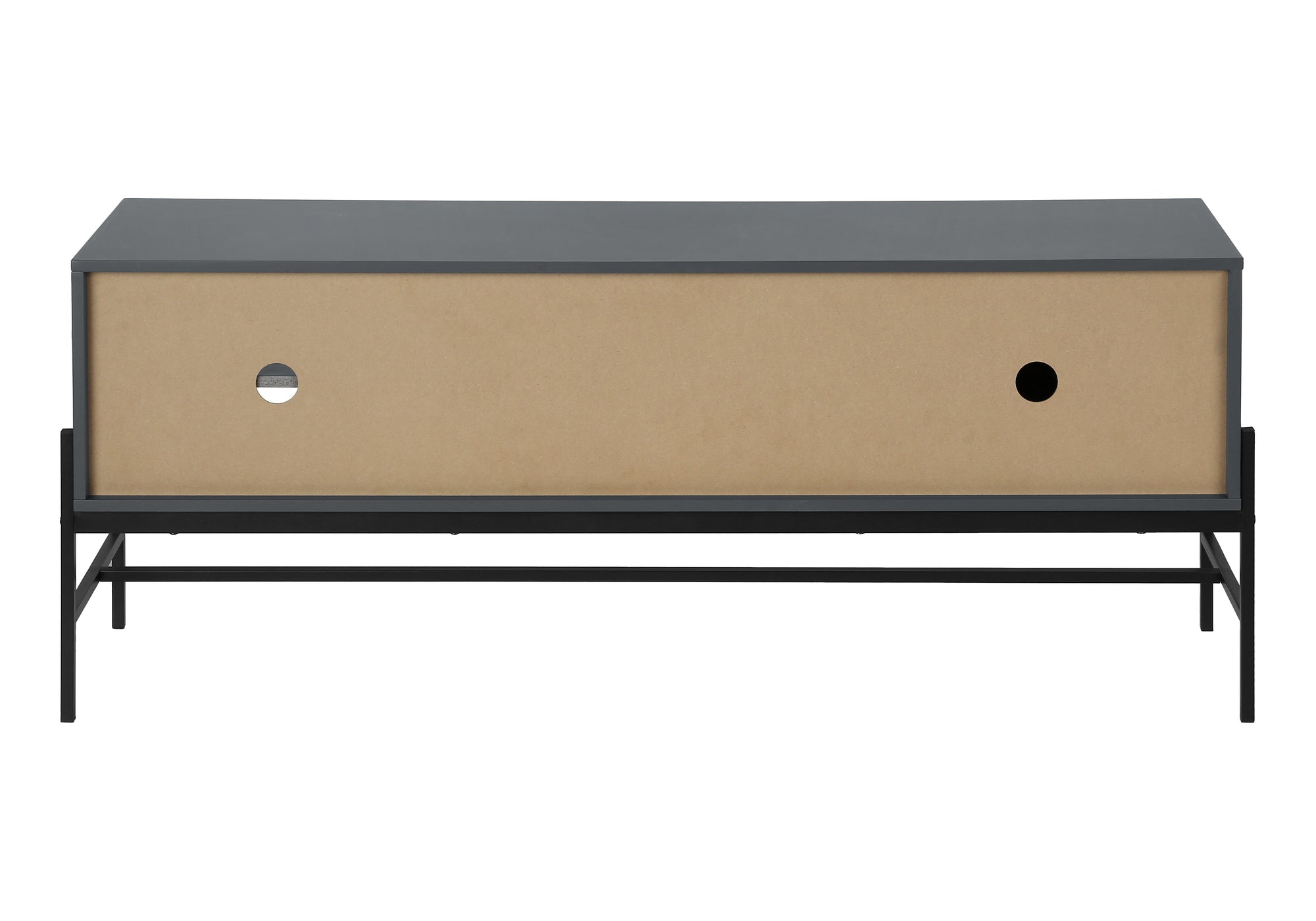 MEUBLE TV - 60"L / MÉTAL GRIS / NOIR AVEC RANGEMENT