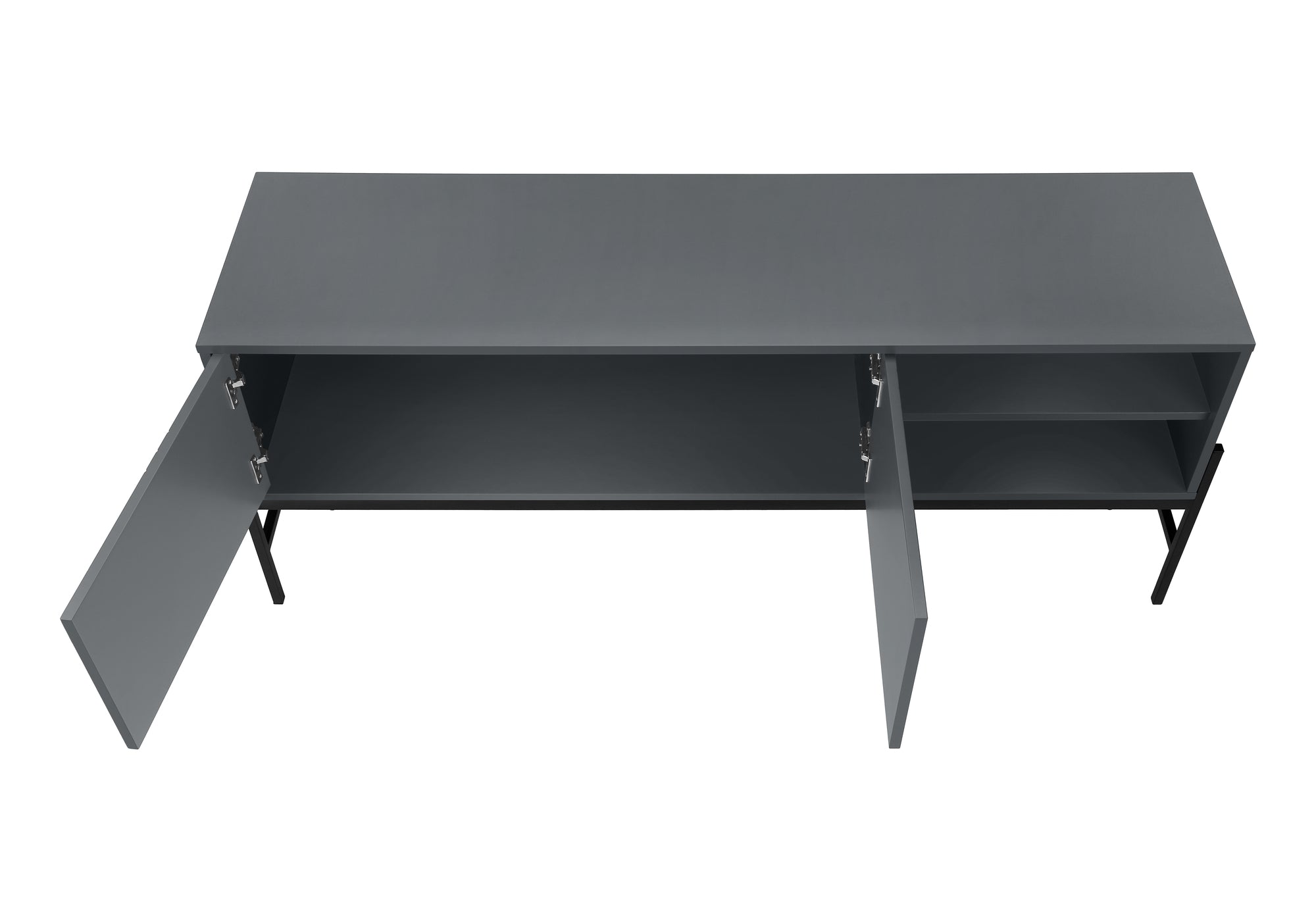 MEUBLE TV - 60"L / MÉTAL GRIS / NOIR AVEC RANGEMENT