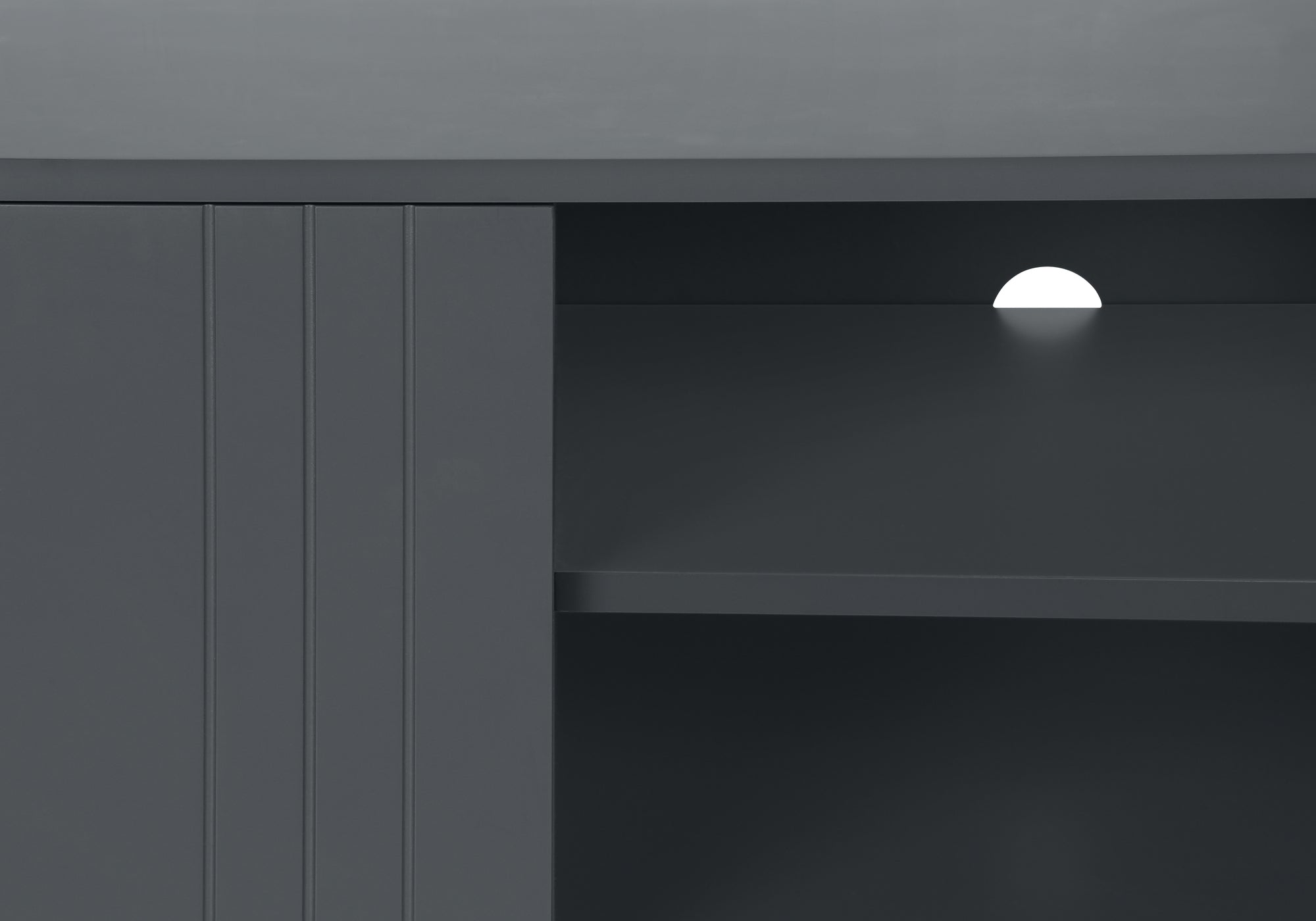 MEUBLE TV - 60"L / MÉTAL GRIS / NOIR AVEC RANGEMENT