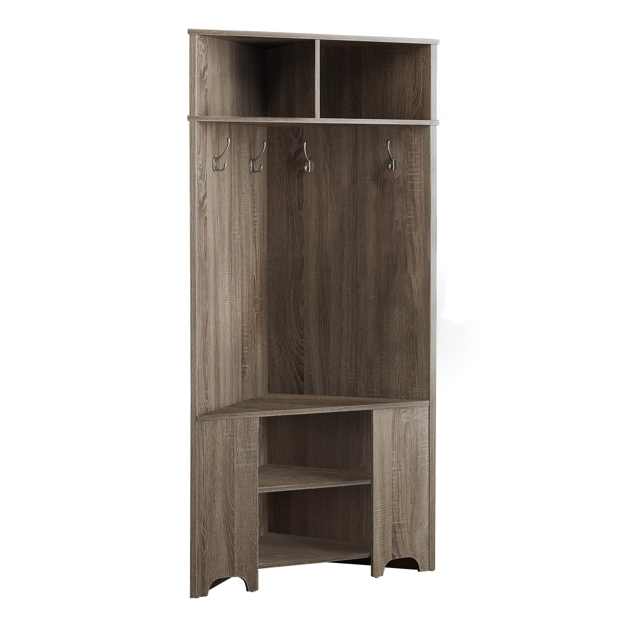 HALL TREE - 67"H / UNITÉ DE COIN TAUPE FONCÉ ( Meuble Mtl ) 
