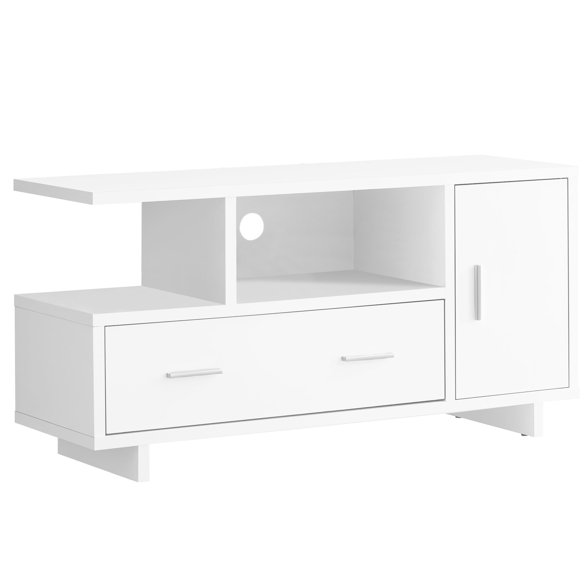 MEUBLE TV - 48"L / BLANC AVEC RANGEMENT 
