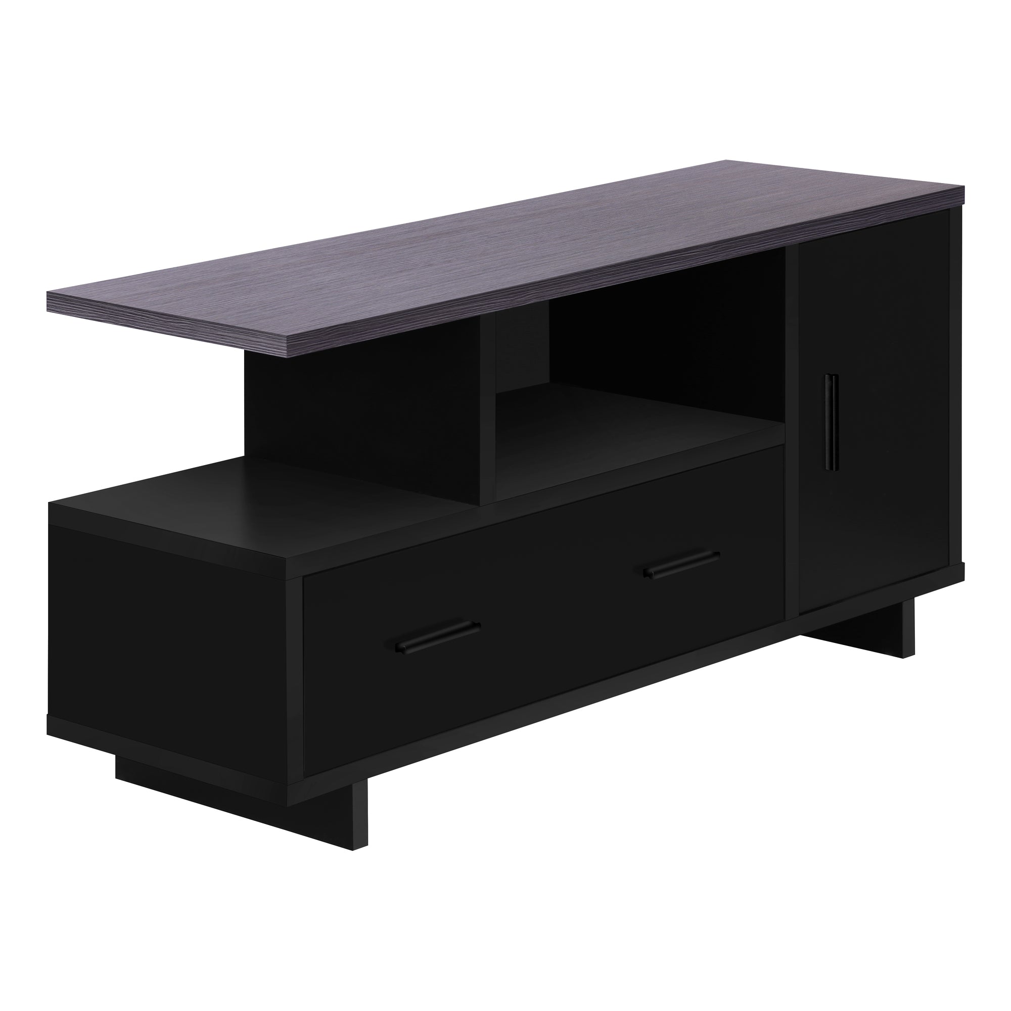 MEUBLE TV - 48"L / NOIR / DESSUS GRIS AVEC RANGEMENT ( Meuble Mtl ) 