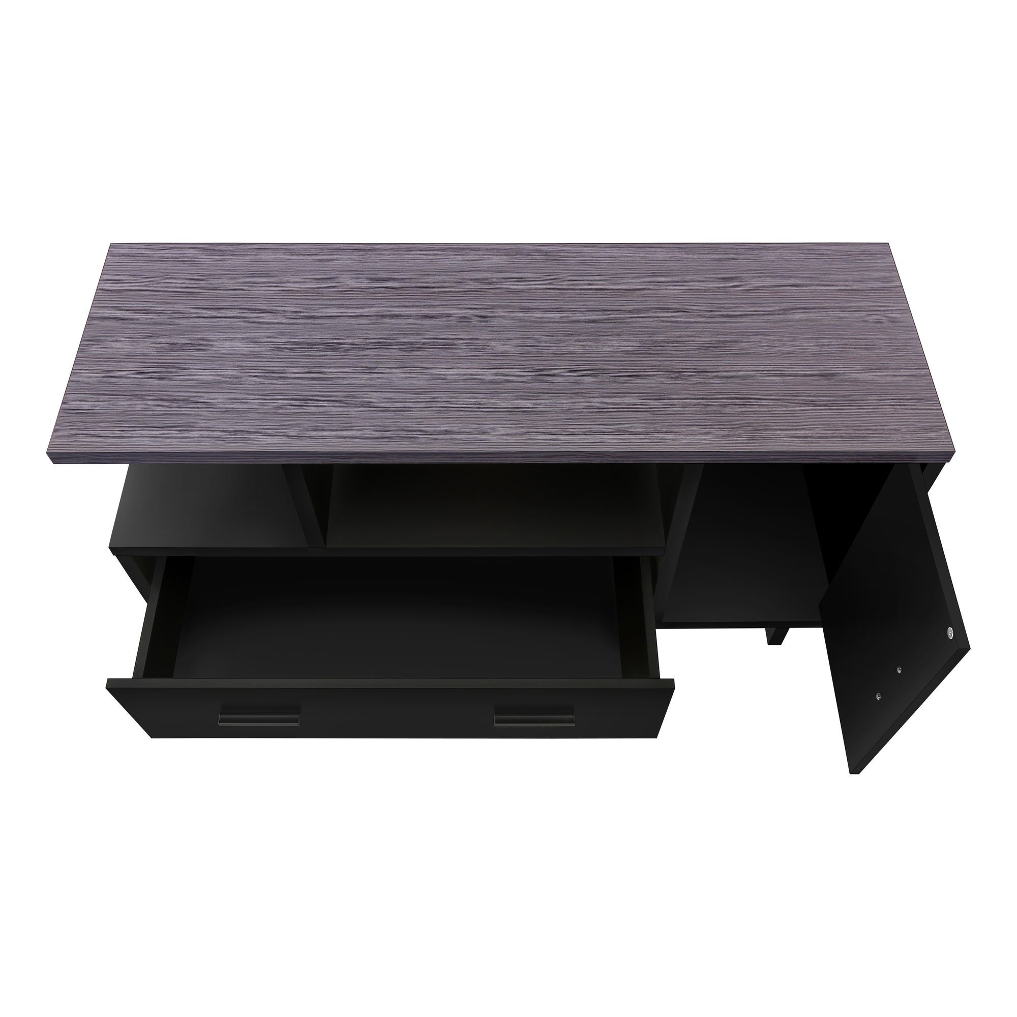 MEUBLE TV - 48"L / NOIR / DESSUS GRIS AVEC RANGEMENT ( Meuble Mtl ) 