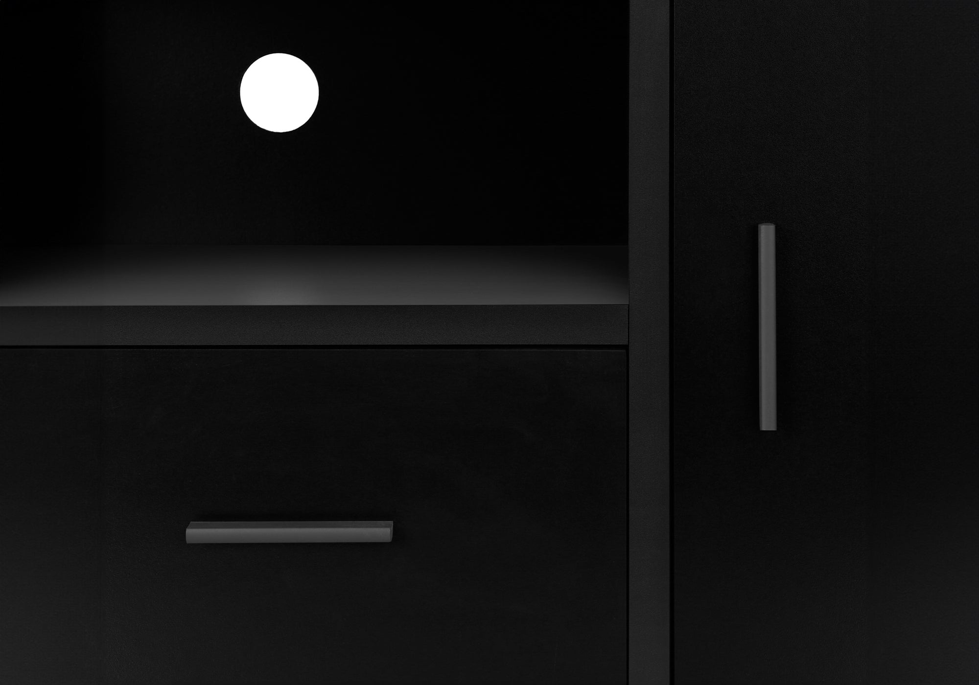 MEUBLE TV - 48"L / NOIR / DESSUS GRIS AVEC RANGEMENT ( Meuble Mtl ) 