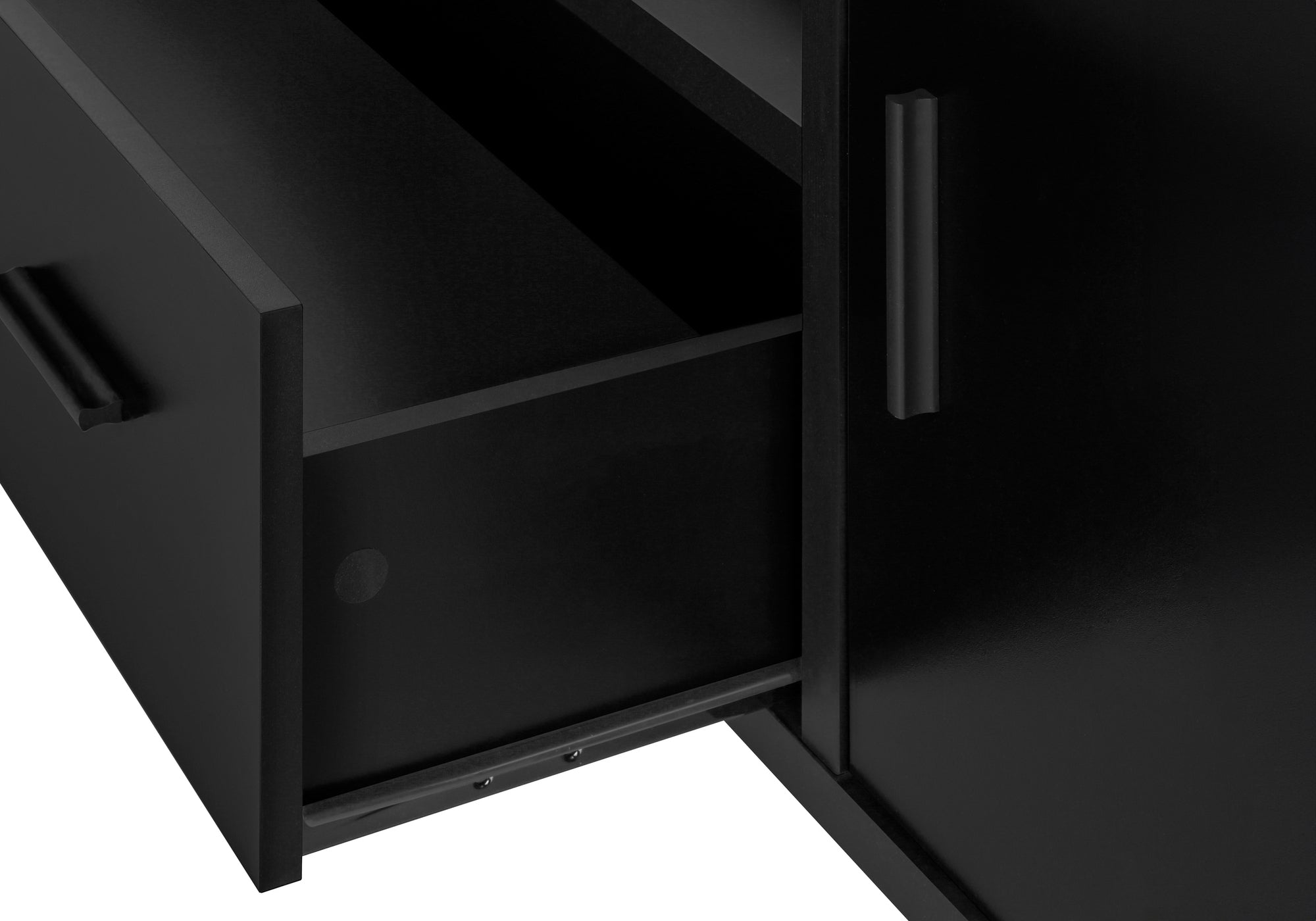 MEUBLE TV - 48"L / NOIR / DESSUS GRIS AVEC RANGEMENT ( Meuble Mtl ) 
