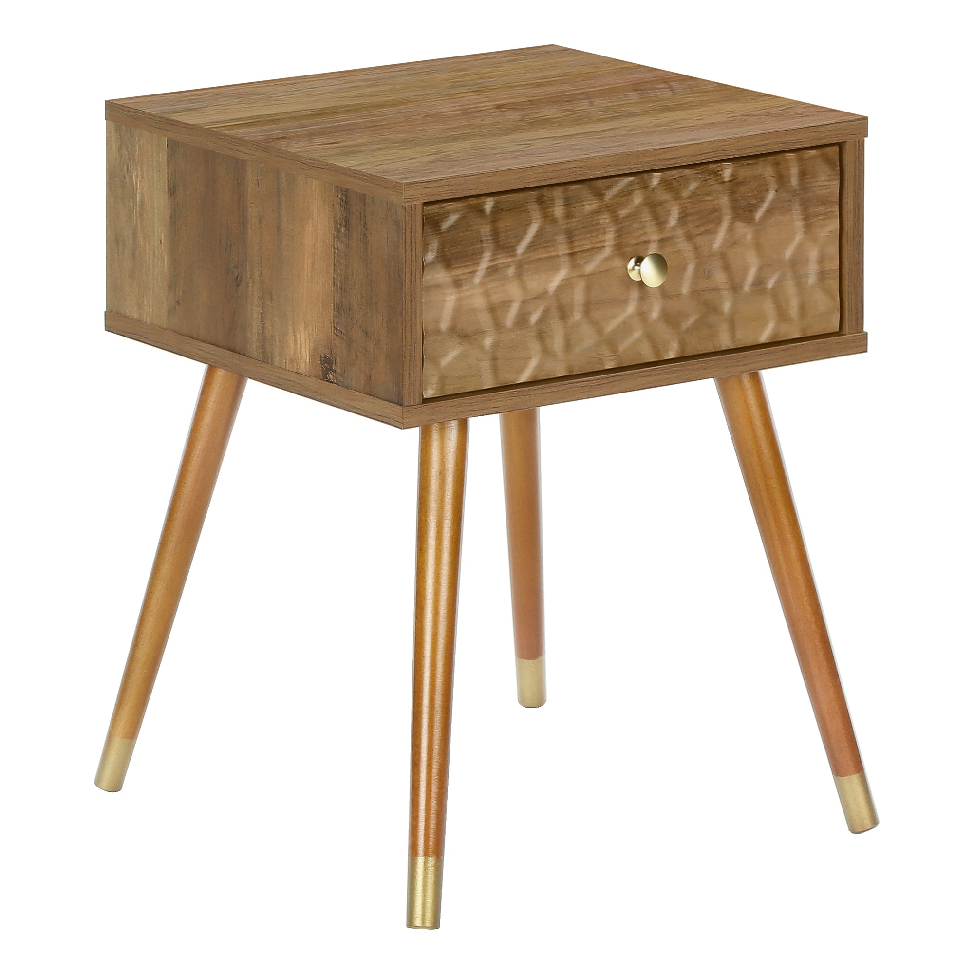 TABLE D'APPOINT - 20"H / NOYER MID-CENTURY AVEC UN TIROIR ( Meuble Mtl ) 