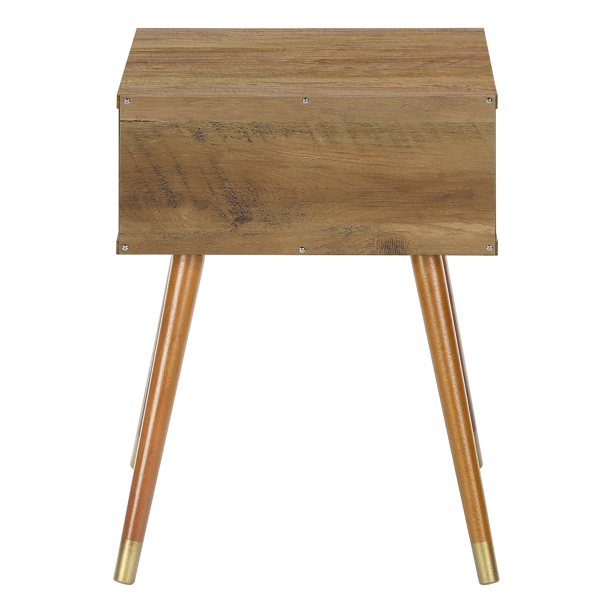 TABLE D'APPOINT - 20"H / NOYER MID-CENTURY AVEC UN TIROIR ( Meuble Mtl ) 