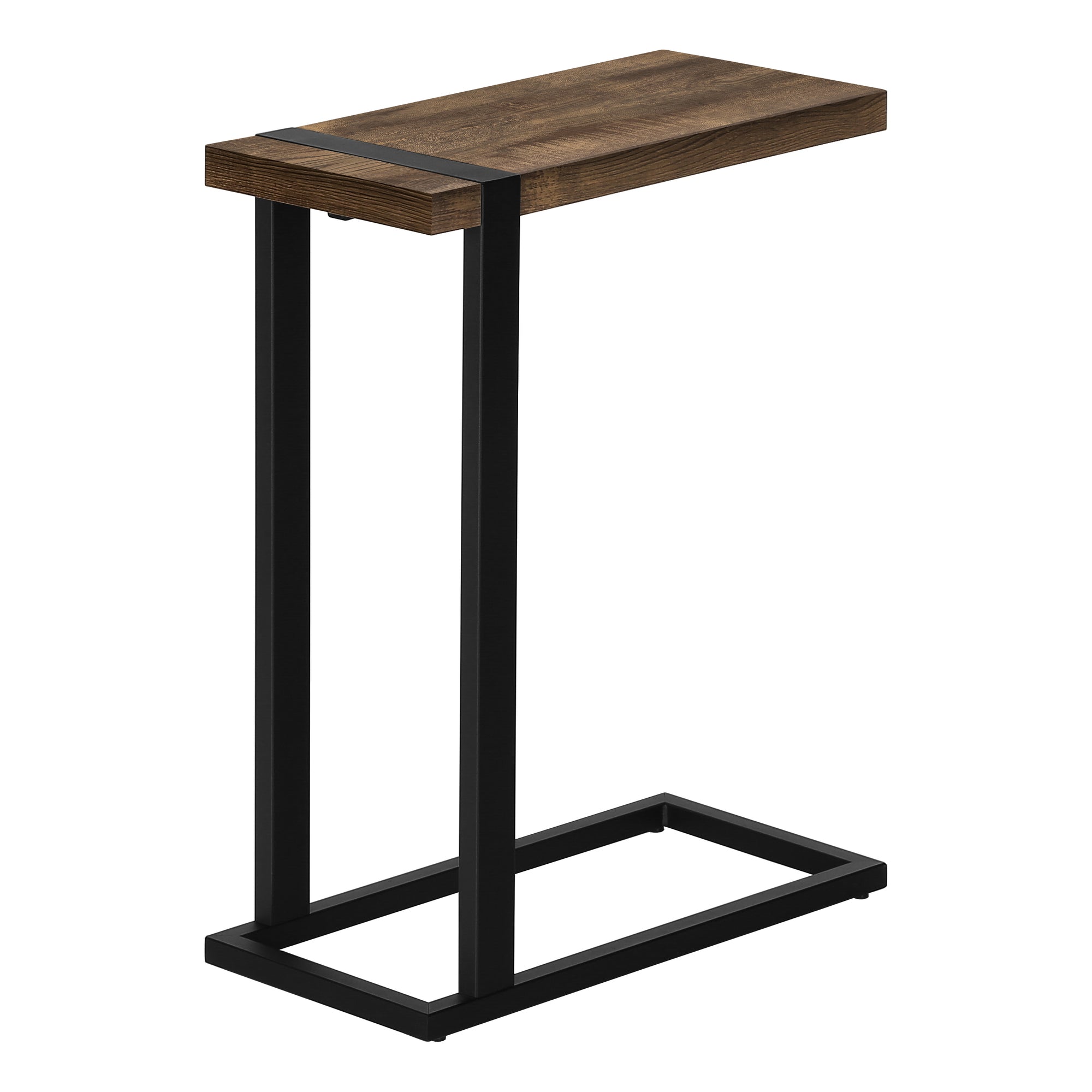 TABLE D'APPOINT - SIMILI BOIS BRUN / MÉTAL NOIR ( Meuble Mtl )