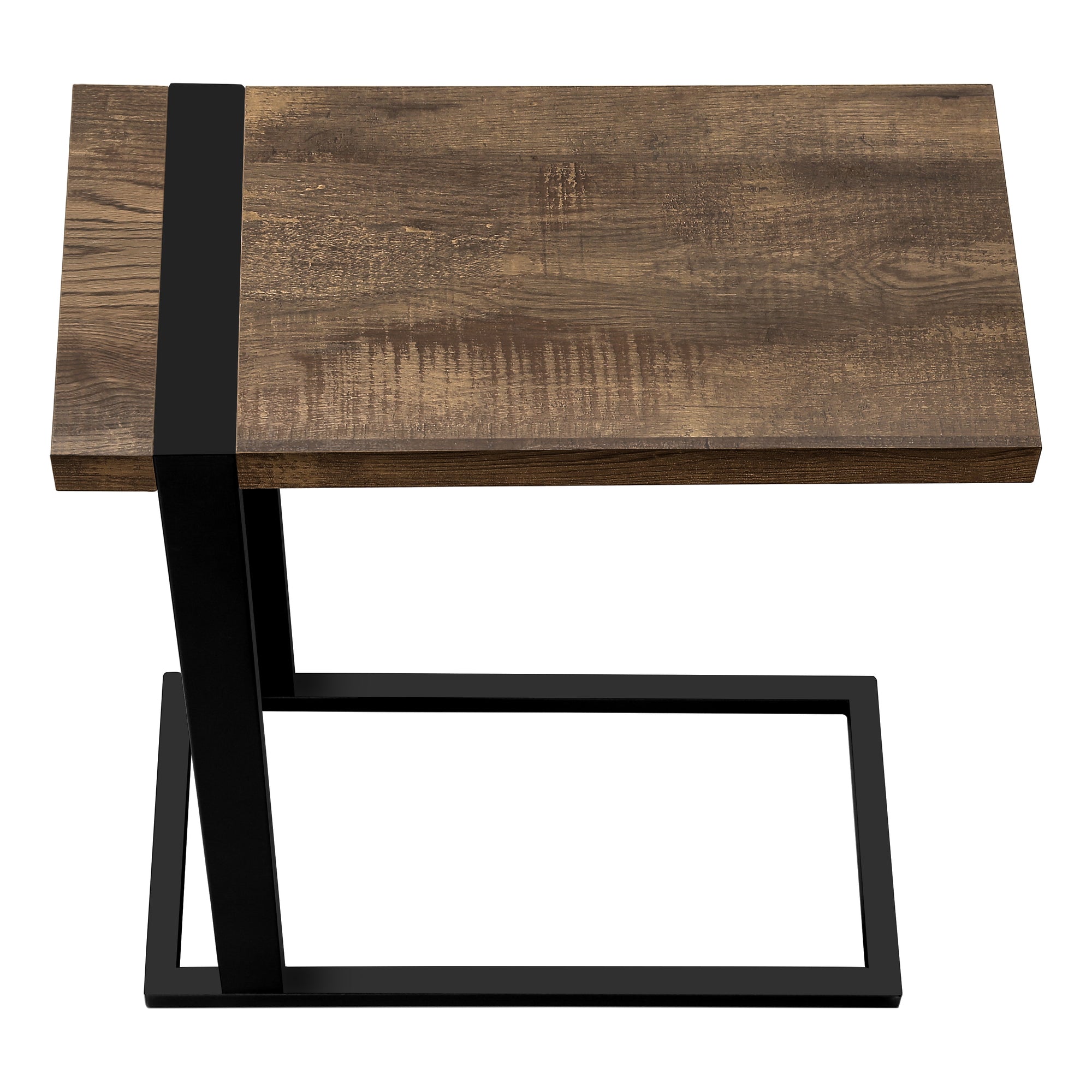 TABLE D'APPOINT - SIMILI BOIS BRUN / MÉTAL NOIR ( Meuble Mtl )