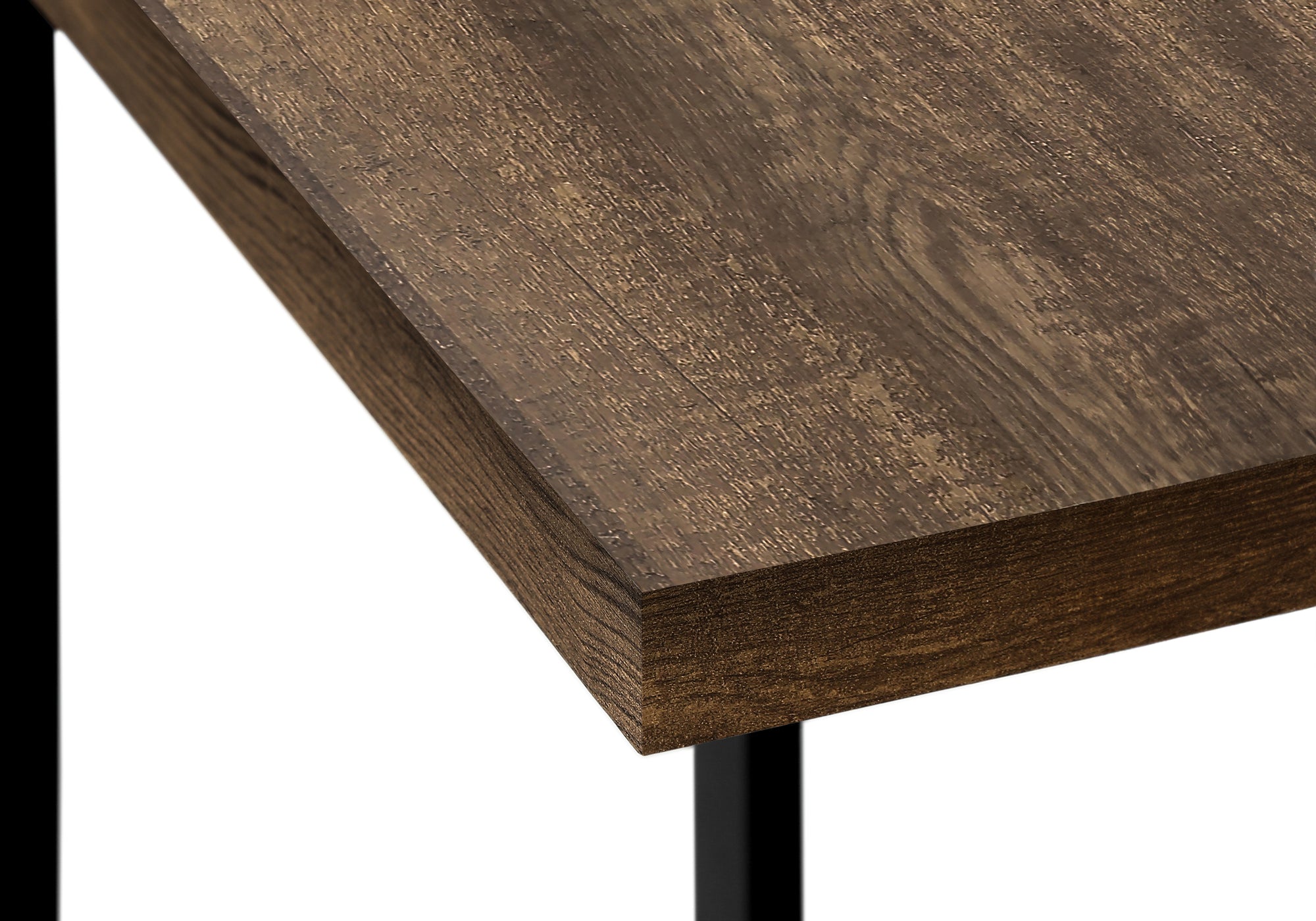 TABLE D'APPOINT - SIMILI BOIS BRUN / MÉTAL NOIR ( Meuble Mtl )