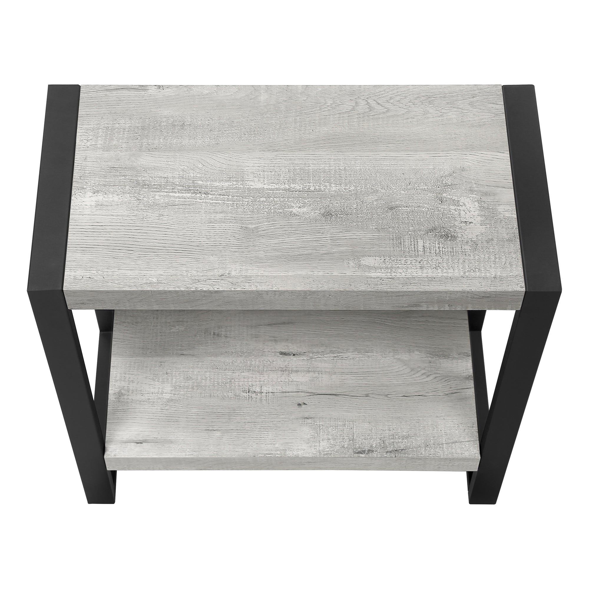 TABLE D'APPOINT - SIMILI BOIS GRIS / MÉTAL NOIR ( Meuble Mtl )