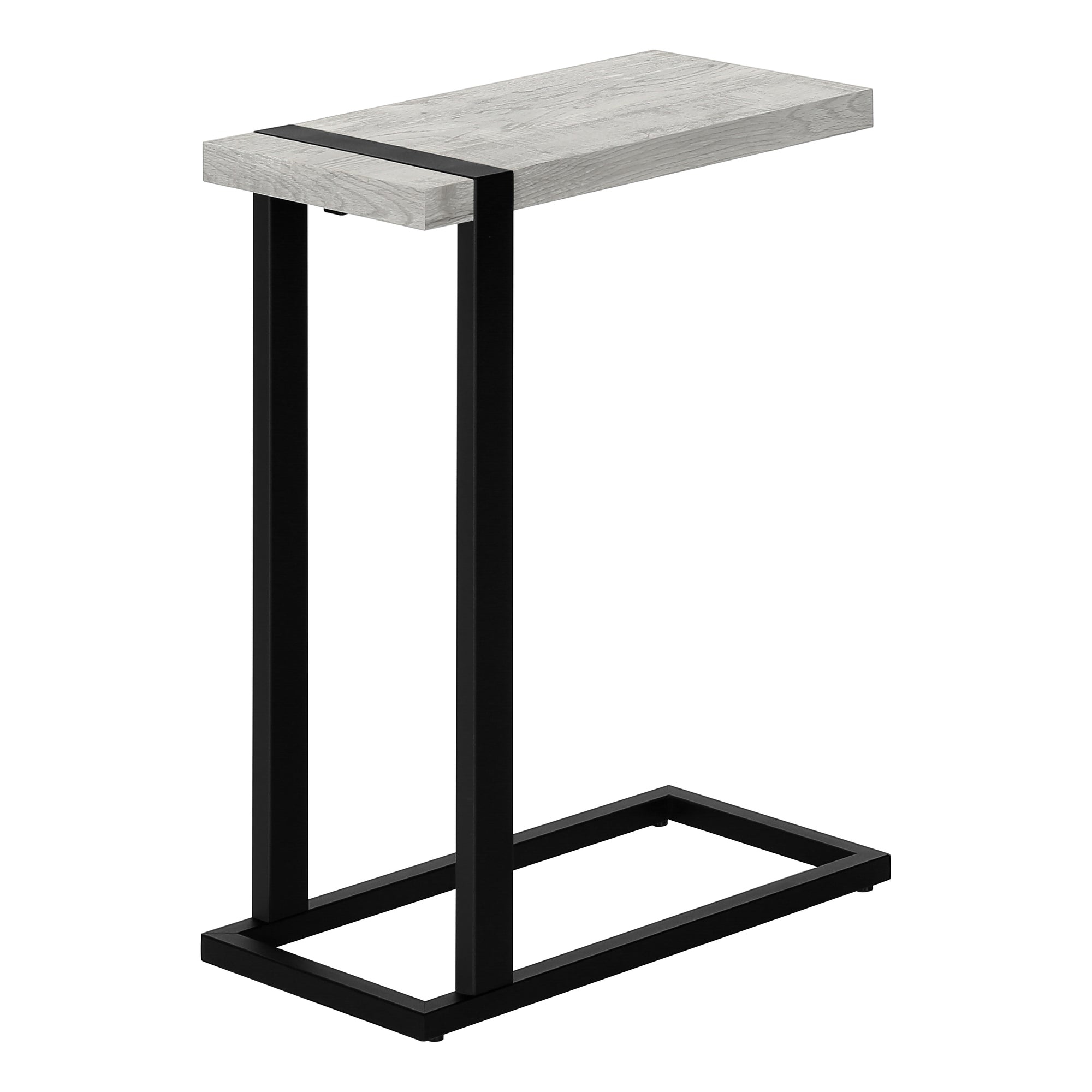 TABLE D'APPOINT - ASPECT BOIS DE RÉCUPÉRATION GRIS / MÉTAL NOIR