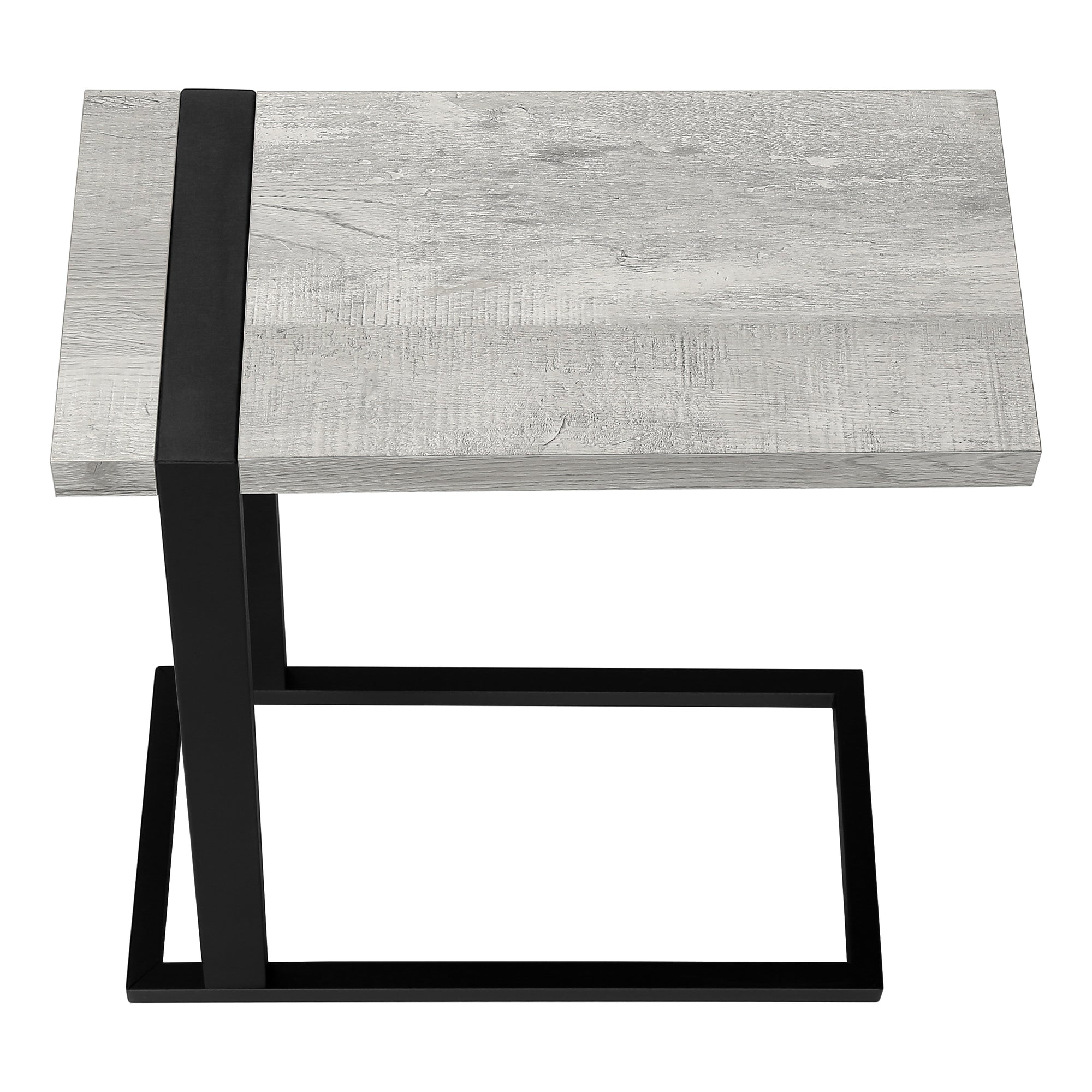 TABLE D'APPOINT - ASPECT BOIS DE RÉCUPÉRATION GRIS / MÉTAL NOIR