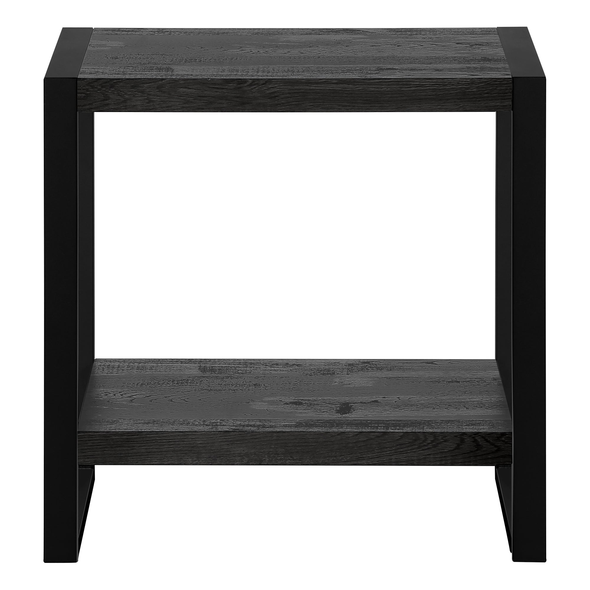 TABLE D'APPOINT - SIMILI BOIS NOIR / MÉTAL NOIR ( Meuble Mtl )