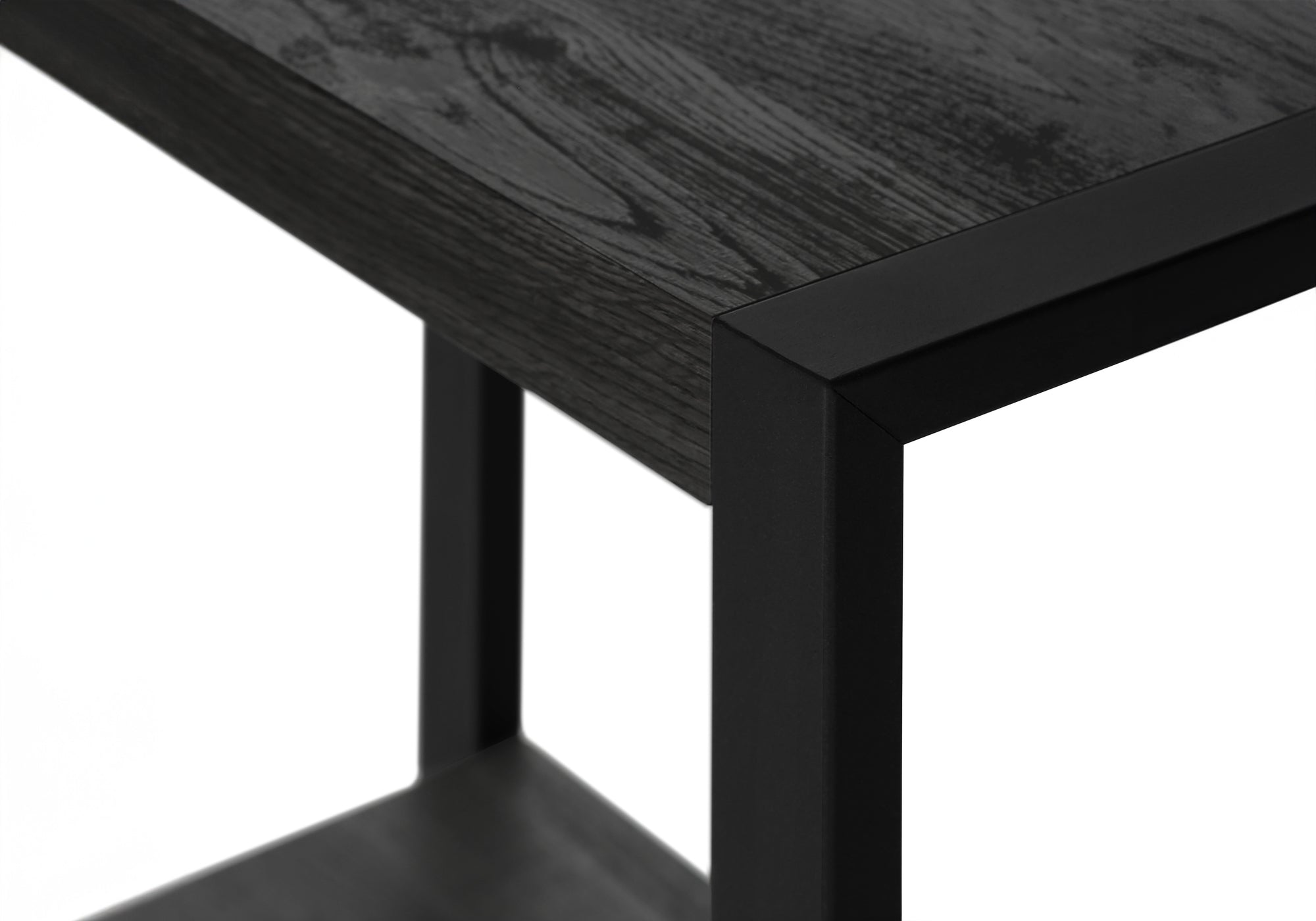 TABLE D'APPOINT - SIMILI BOIS NOIR / MÉTAL NOIR ( Meuble Mtl )