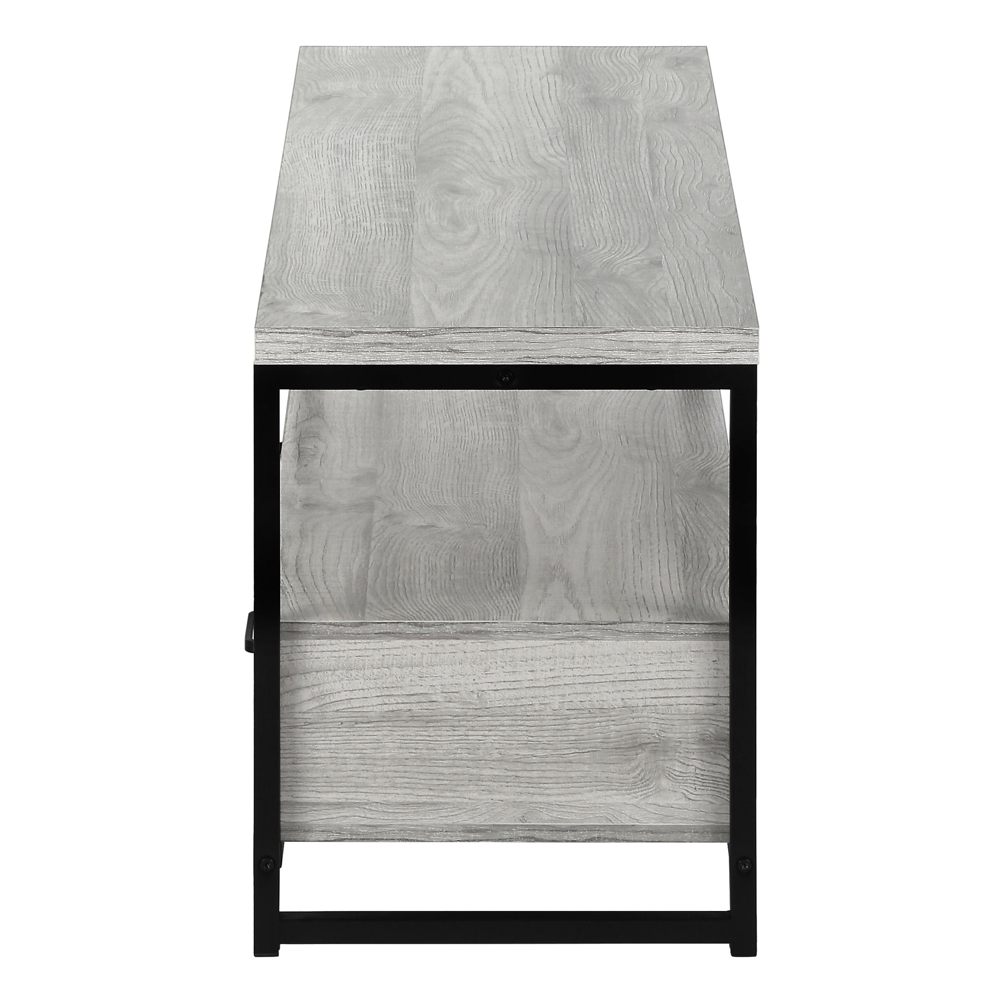 Console Média 48 Pouces Gris Aspect Bois avec Tiroirs Métal Noir