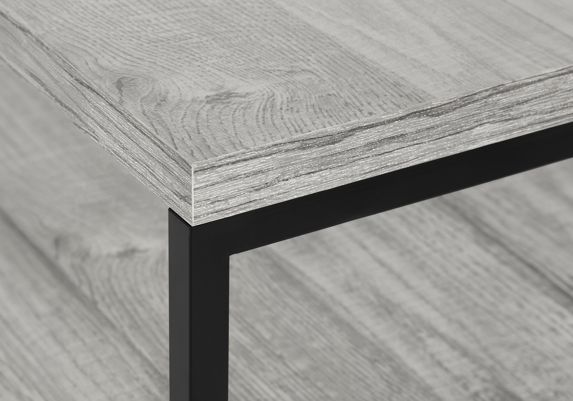 Console Média 48 Pouces Gris Aspect Bois avec Tiroirs Métal Noir