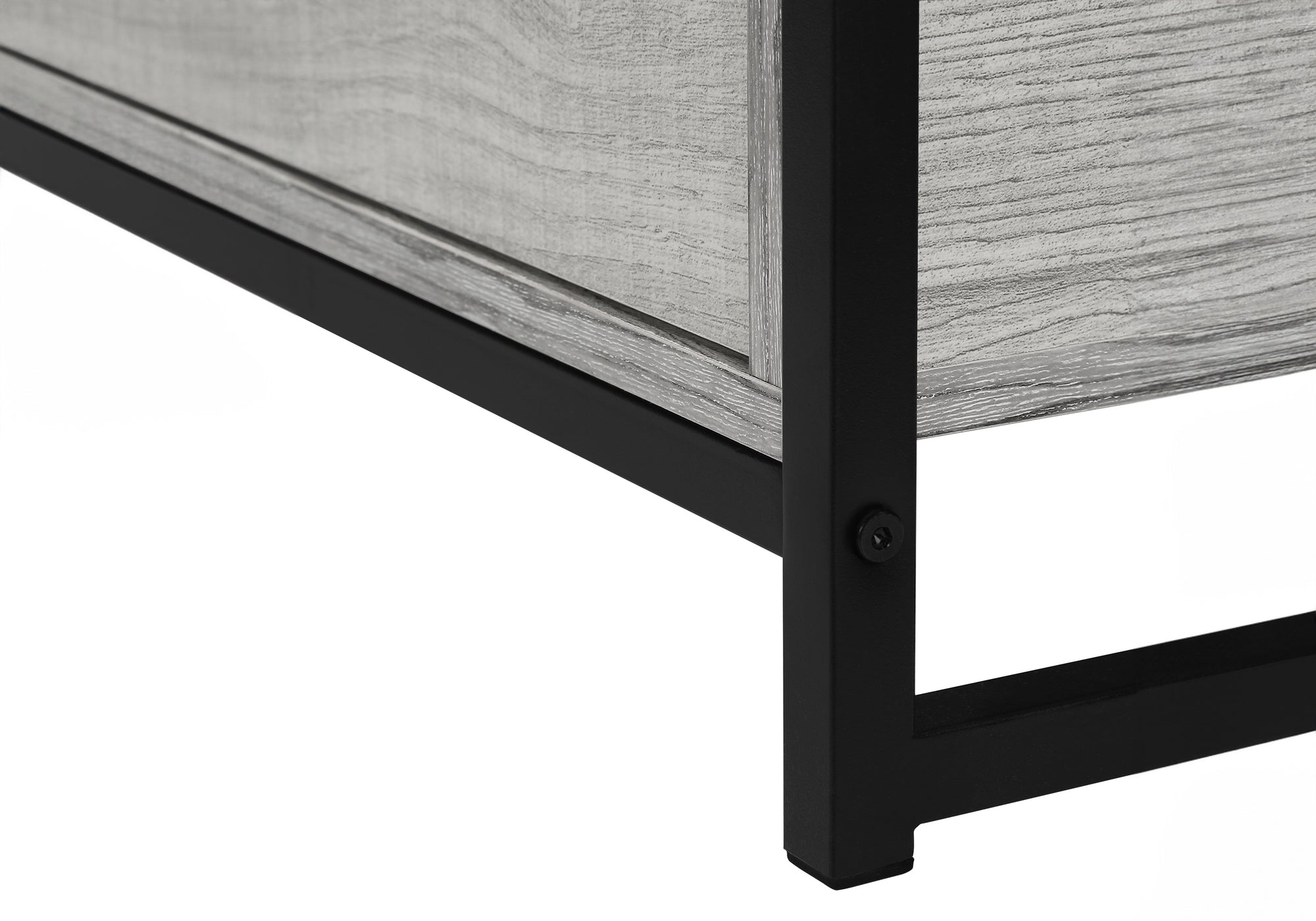Console Média 48 Pouces Gris Aspect Bois avec Tiroirs Métal Noir