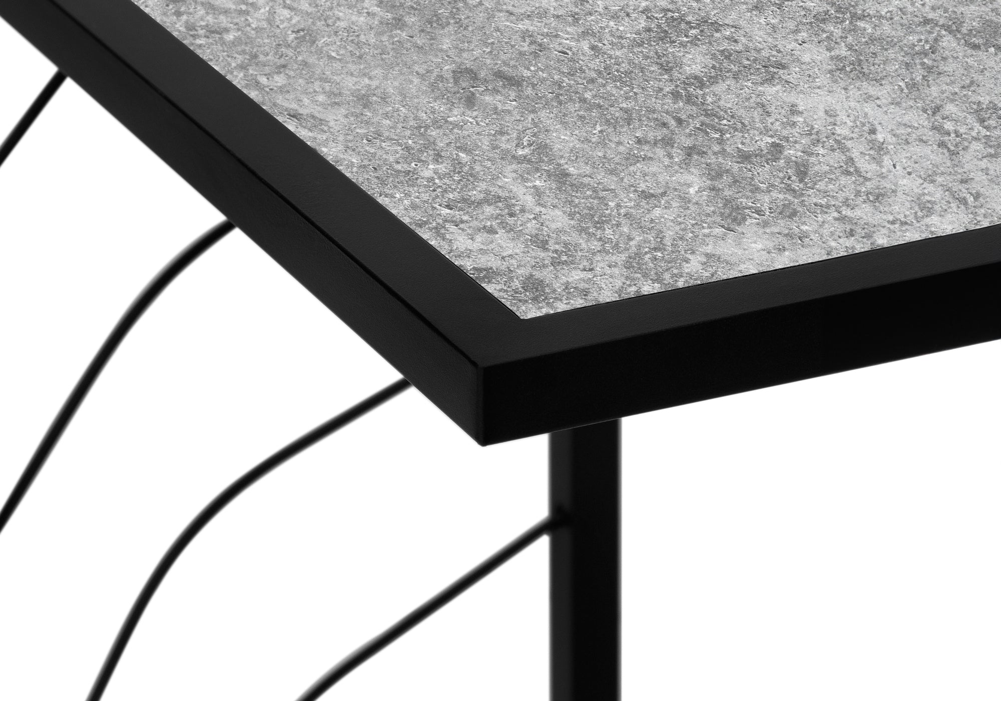 TABLE D'APPOINT - 25"H / ASPECT PIERRE GRIS / METAL NOIR ( Meuble Mtl ) 