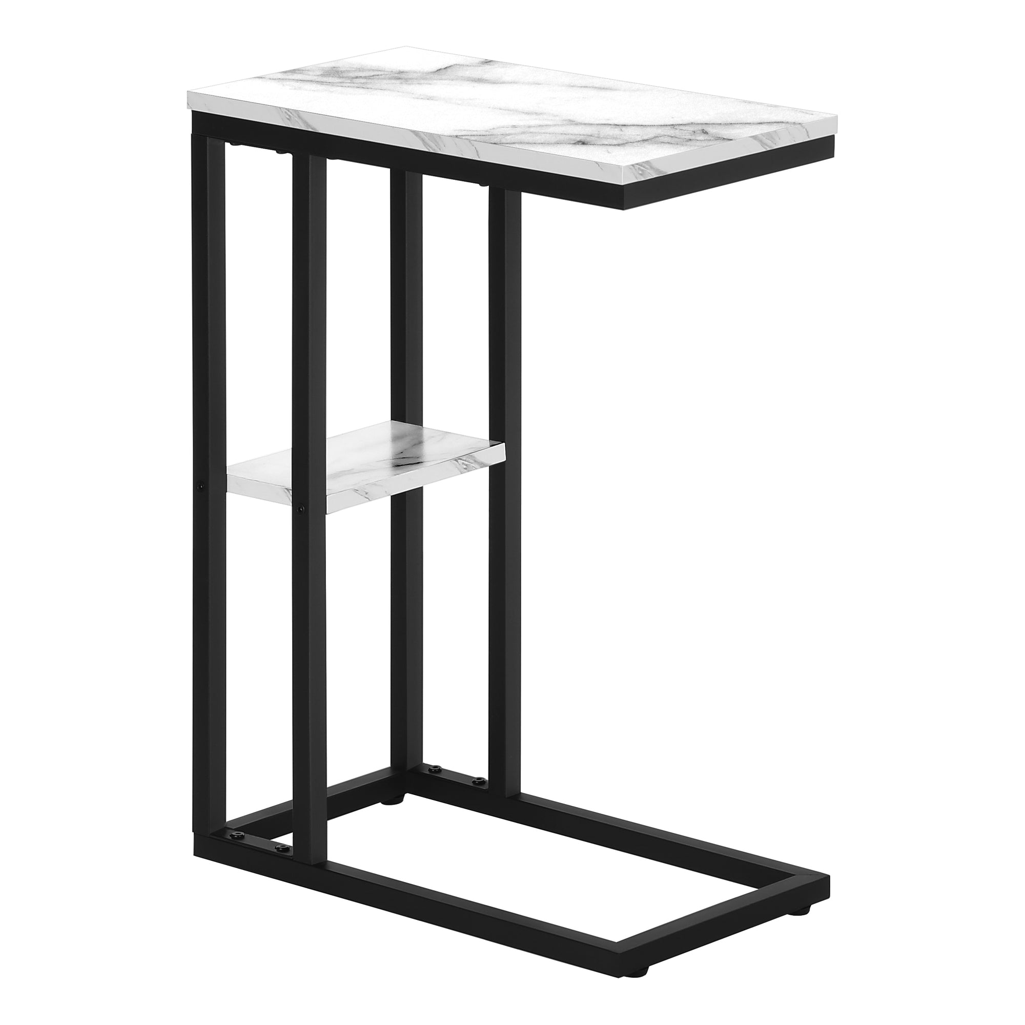 TABLE D'APPOINT - 25"H / MARBRE BLANC / MÉTAL NOIR