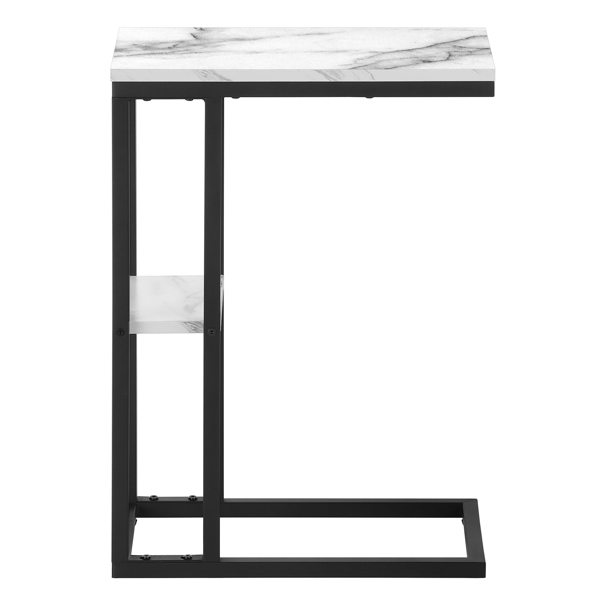 TABLE D'APPOINT - 25"H / MARBRE BLANC / MÉTAL NOIR