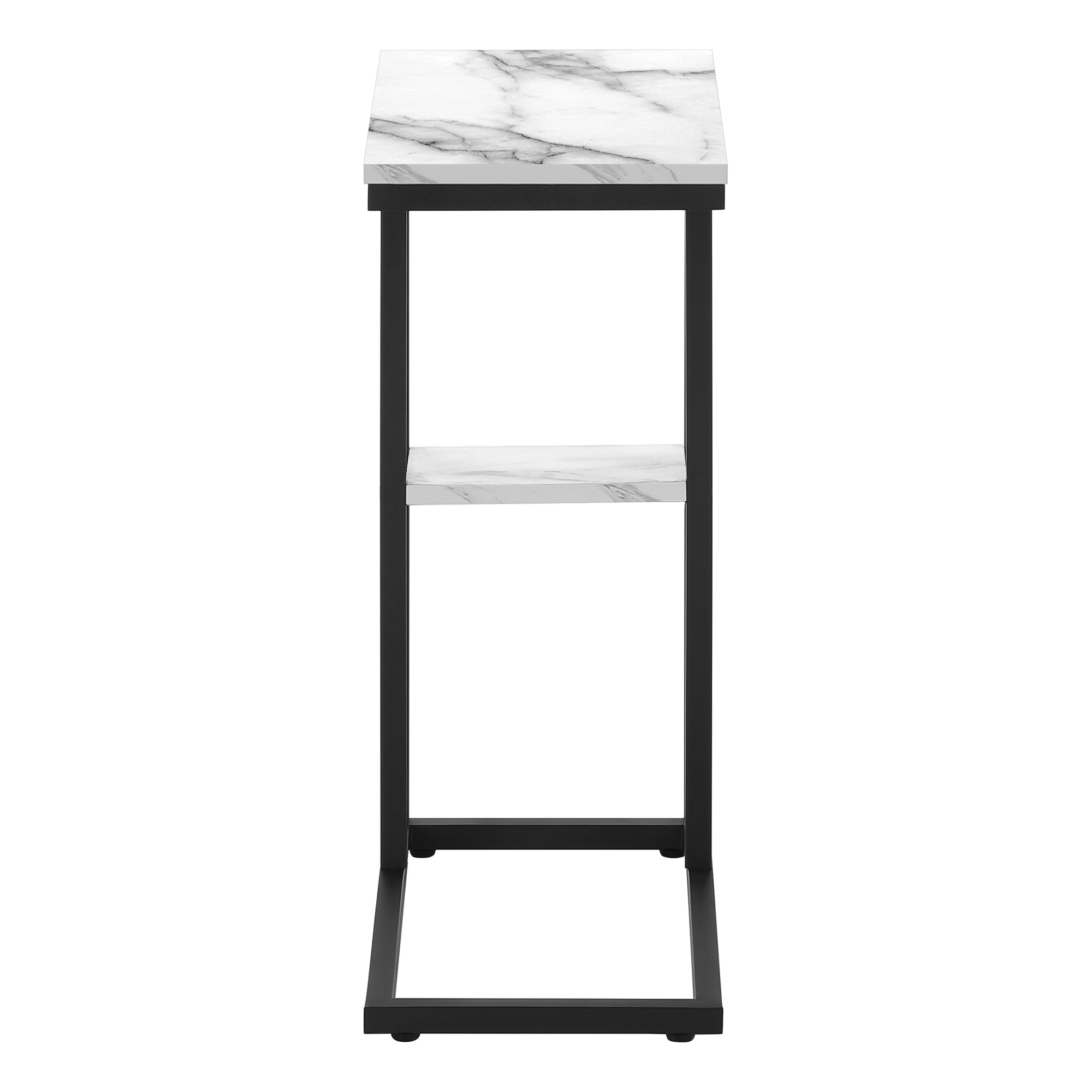 TABLE D'APPOINT - 25"H / MARBRE BLANC / MÉTAL NOIR