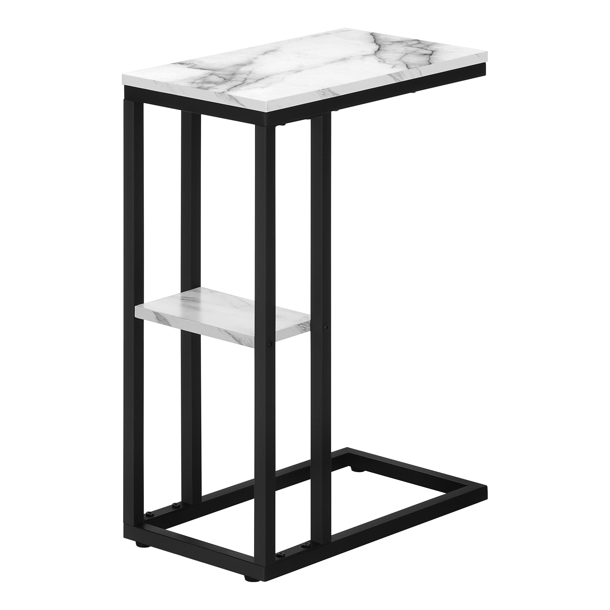 TABLE D'APPOINT - 25"H / MARBRE BLANC / MÉTAL NOIR