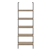 BIBLIOTHÈQUE - ÉCHELLE 72"H TAUPE FONCÉ / MÉTAL NOIR 