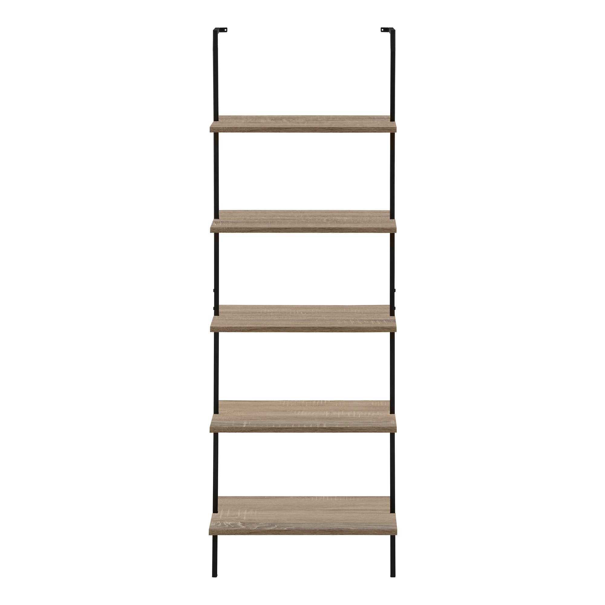 BIBLIOTHÈQUE - ÉCHELLE 72"H TAUPE FONCÉ / MÉTAL NOIR 
