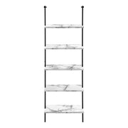 BIBLIOTHÈQUE - ÉCHELLE 72"H MARBRE BLANC / MÉTAL NOIR ( Meuble Mtl ) 