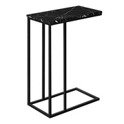TABLE D'APPOINT - 25"H / MARBRE NOIR / METAL NOIR ( Meuble Mtl ) 