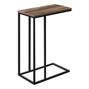 TABLE D'APPOINT - 25"H / RECUPERATION BRUN / METAL NOIR ( Meuble Mtl )