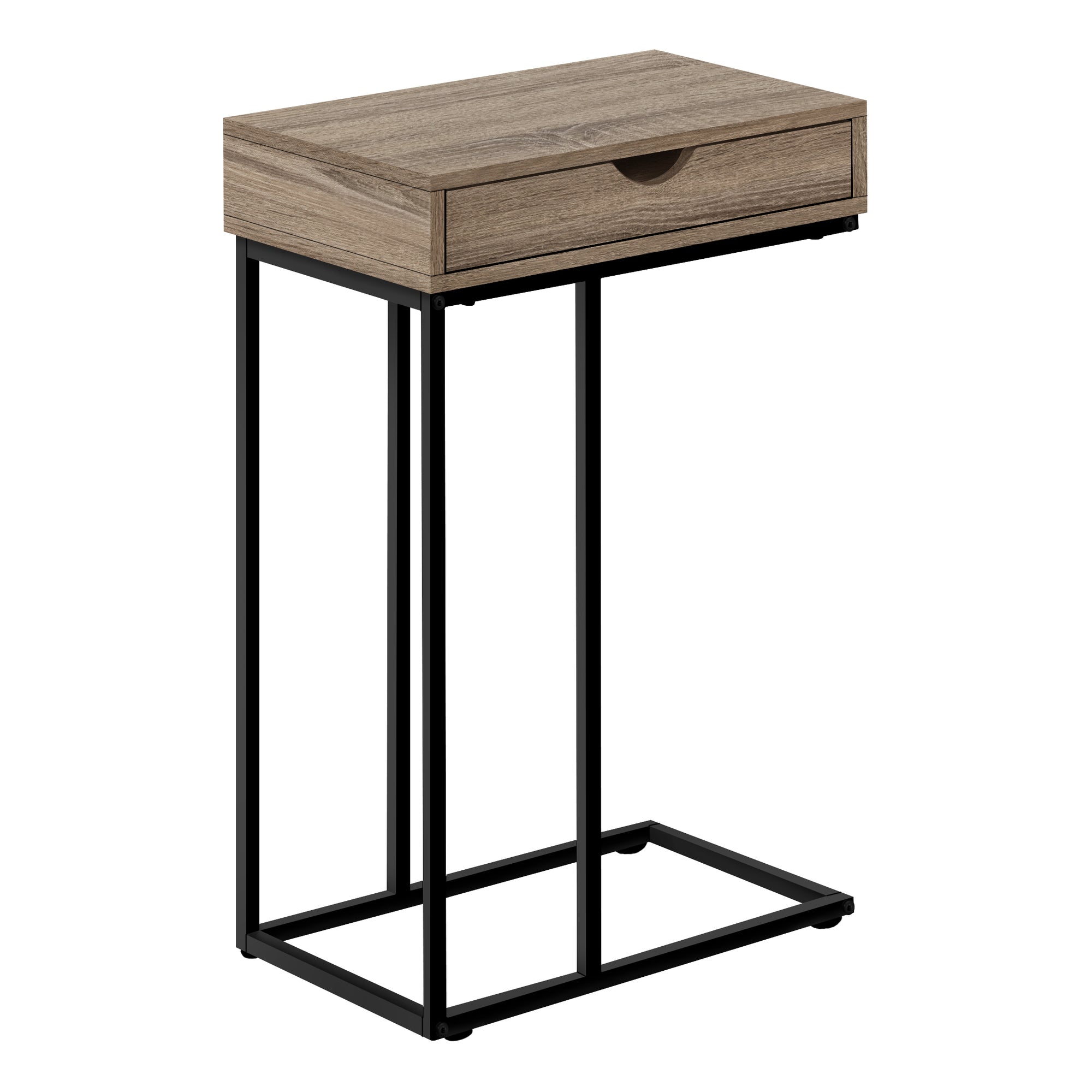 TABLE D'APPOINT - 25"H / TAUPE FONCE / METAL NOIR ( Meuble Mtl ) 