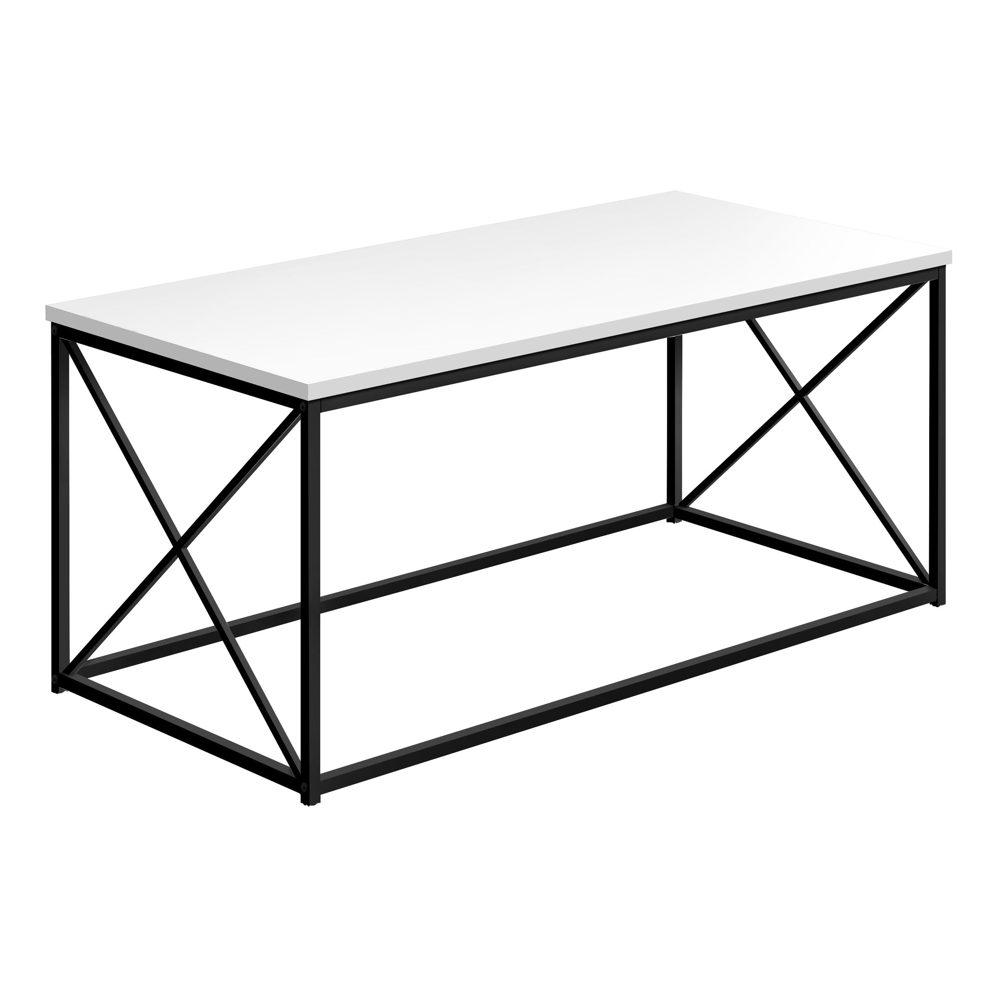 TABLE BASSE - 40"L / BLANC / METAL NOIR ( Meuble Mtl ) 