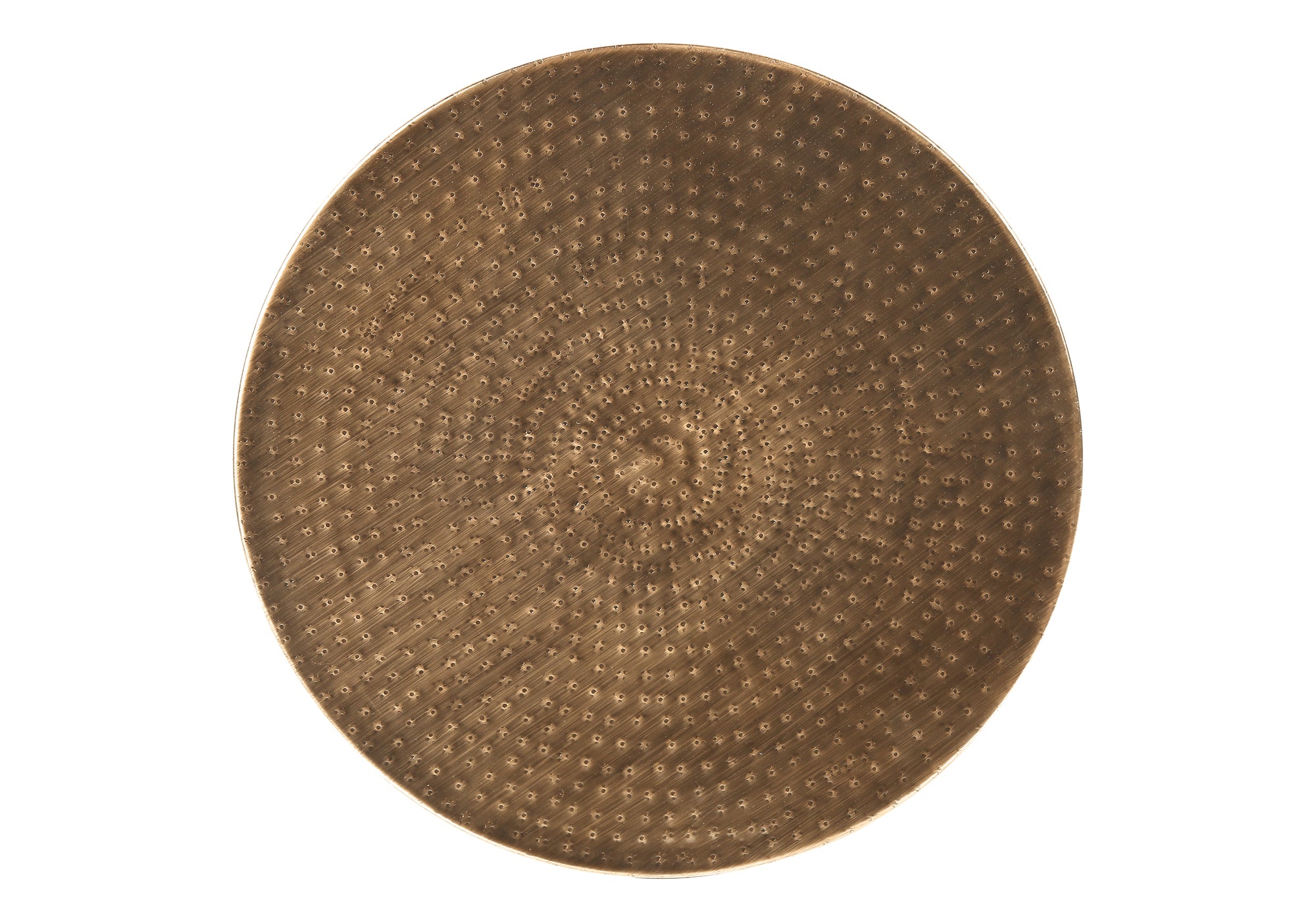 TABLE D'ACCENT - 22"H / EXTRÉMITÉ DU TAMBOUR EN FER CUIVRE ANTIQUE