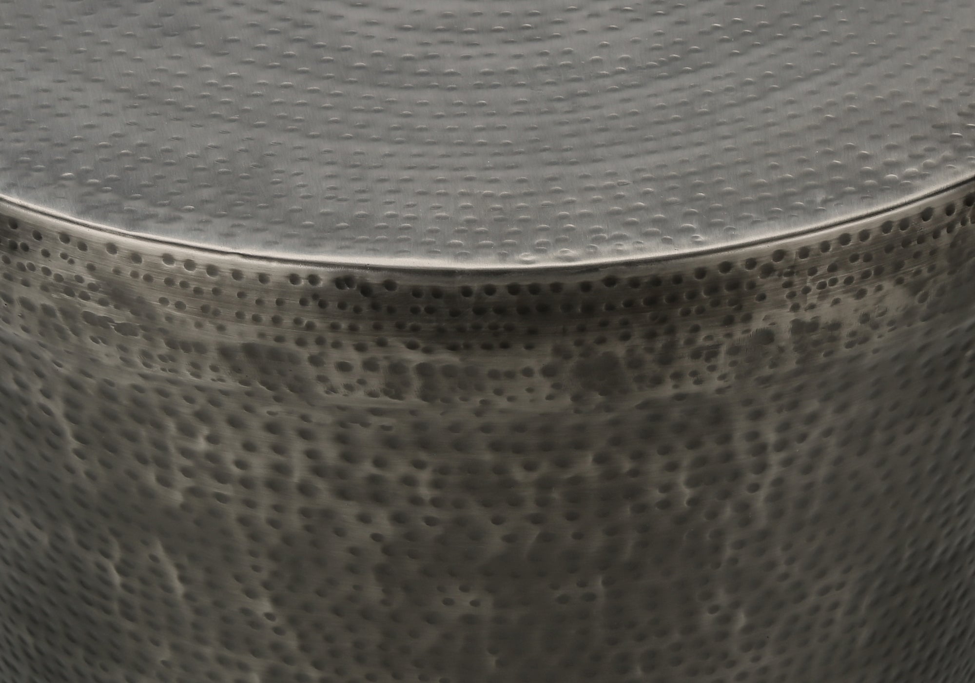 TABLE D'ACCENT - 22"H / BOUT DE TAMBOUR EN FER MÉTAL GRIS ARGENT