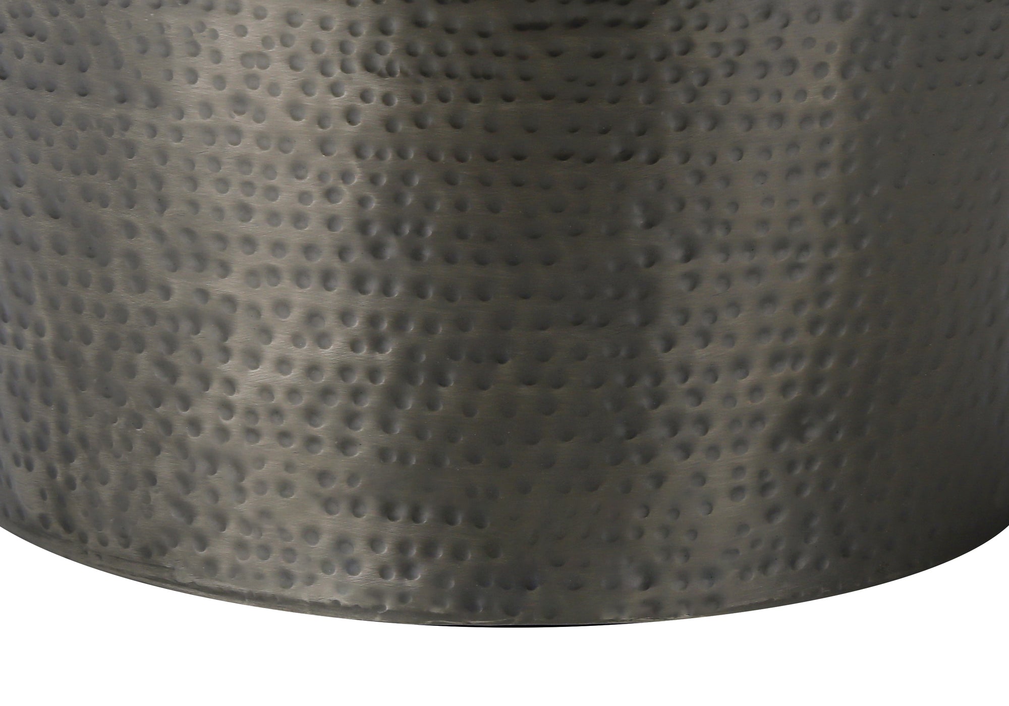 TABLE D'ACCENT - 22"H / BOUT DE TAMBOUR EN FER MÉTAL GRIS ARGENT
